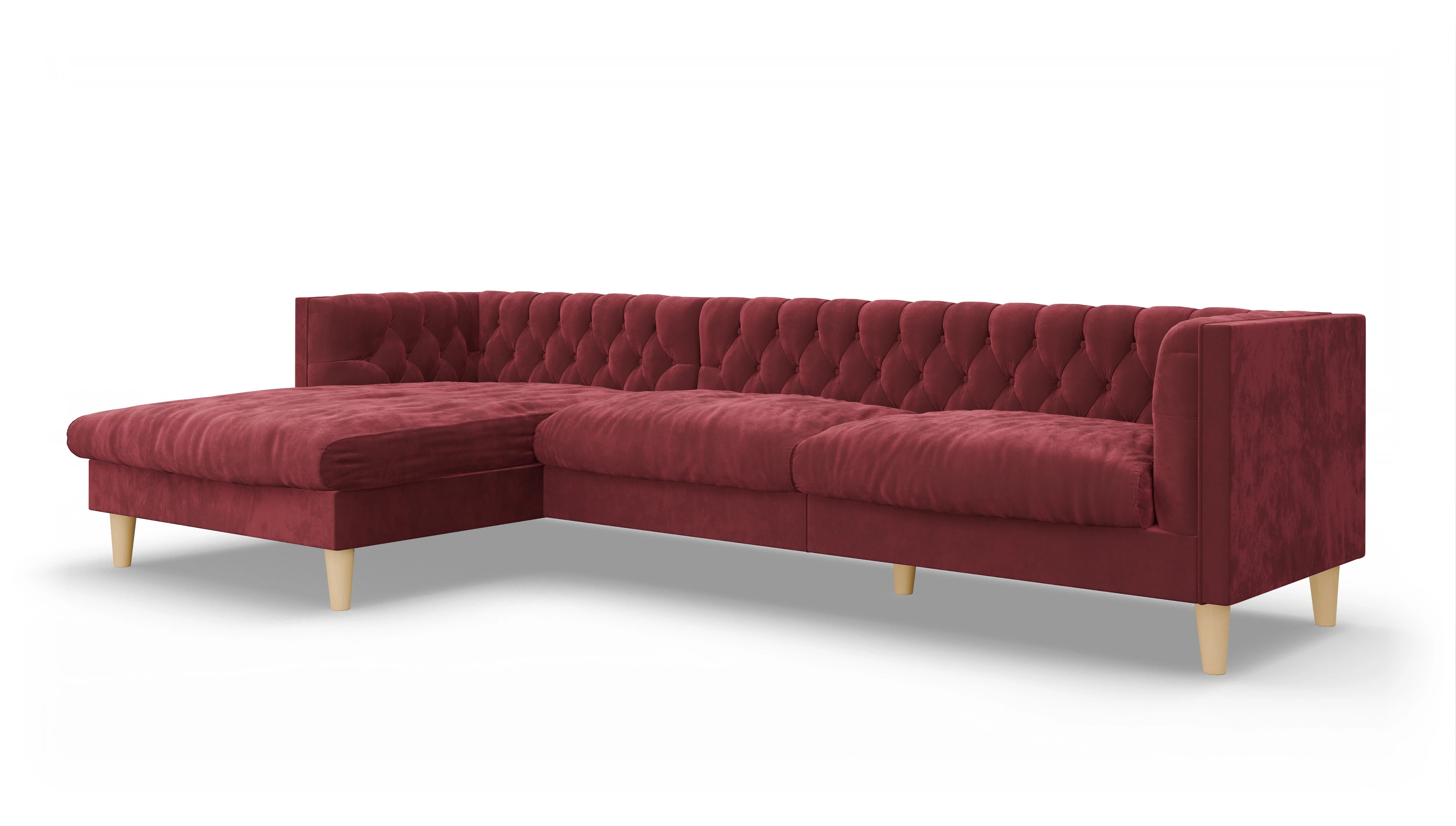 Ansicht des Produktes NewChester.01 Sofa mit Rec links in Samt rot