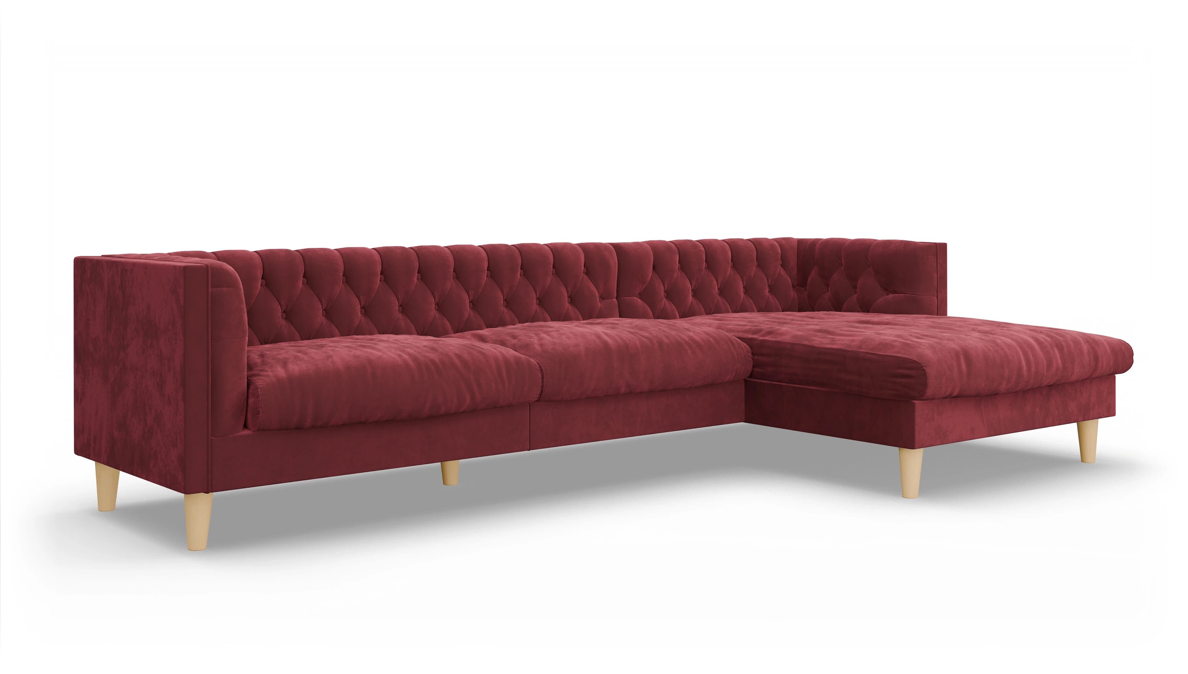 Ansicht des Produktes NewChester.01 Sofa mit Rec rechts in Samt rot