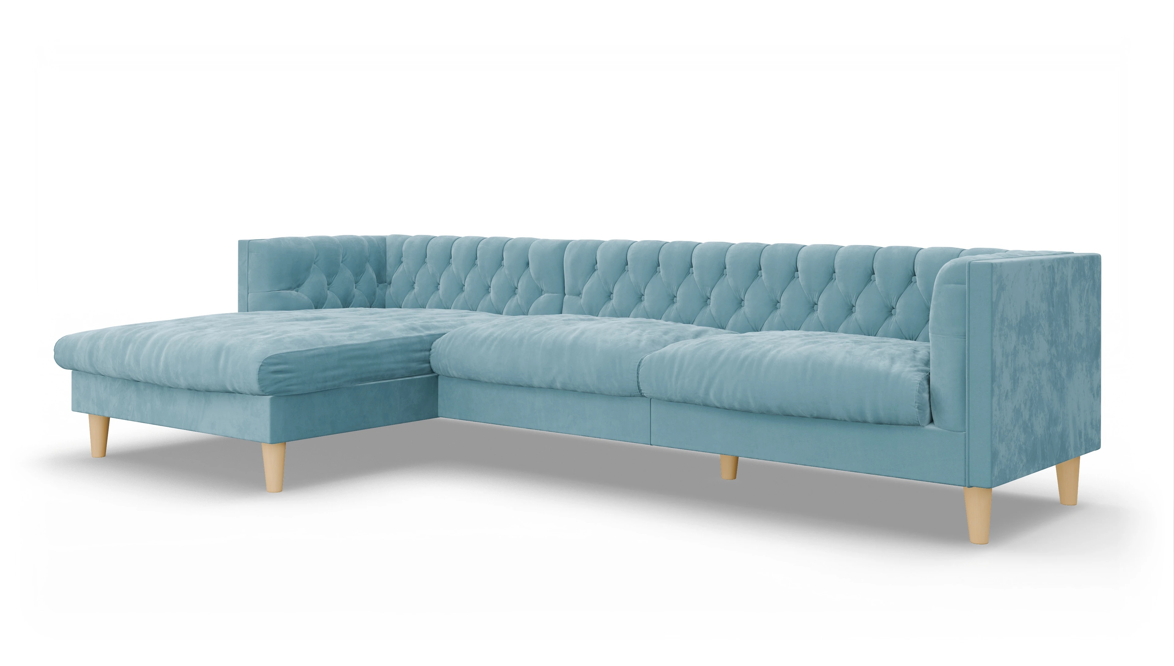 Ansicht des Produktes NewChester.01 Sofa mit Rec links in Samt blau