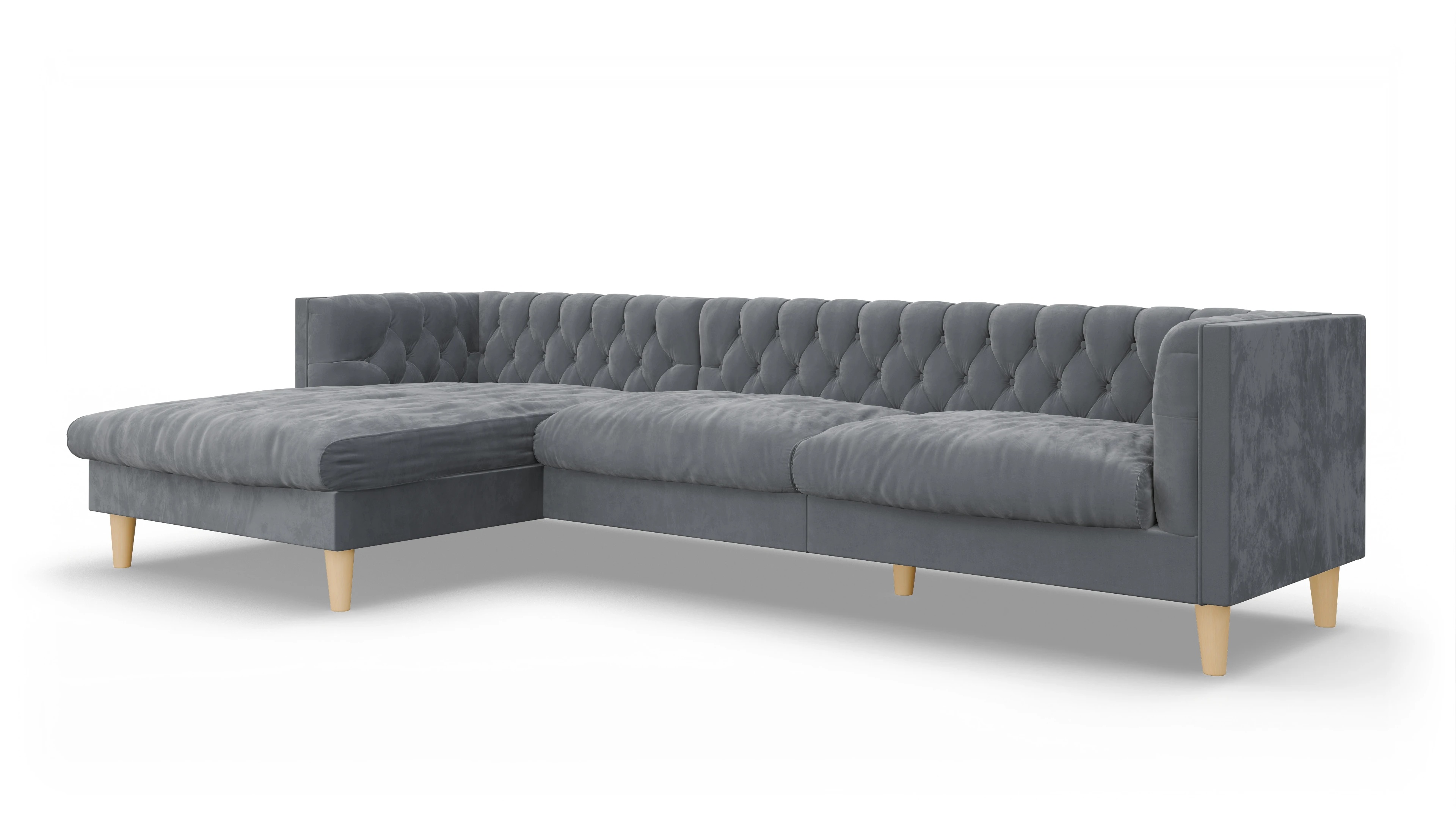 Ansicht des Produktes NewChester.01 Sofa mit Rec links in Samt grau