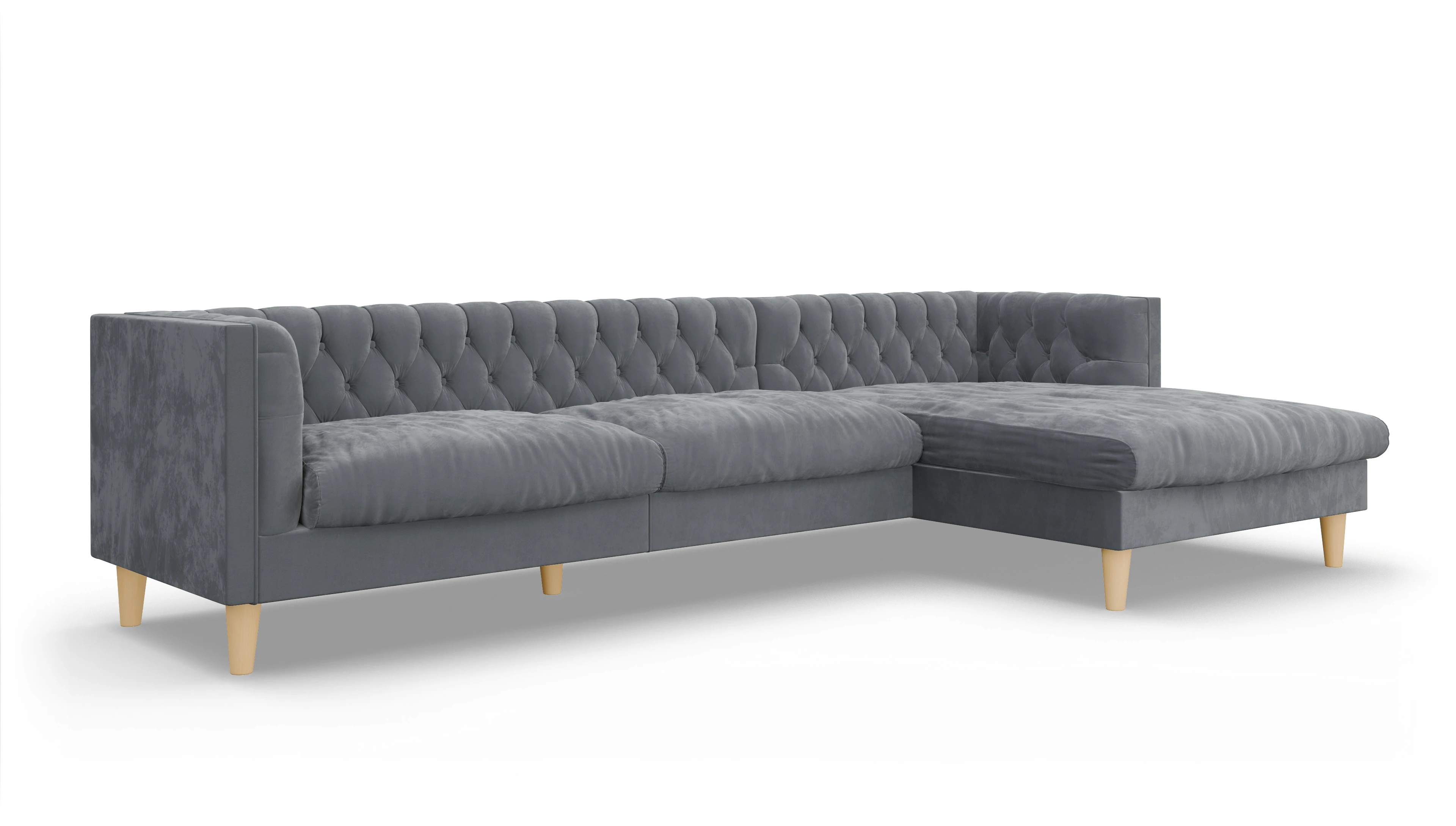 Ansicht des Produktes NewChester.01 Sofa mit Rec rechts in Samt grau