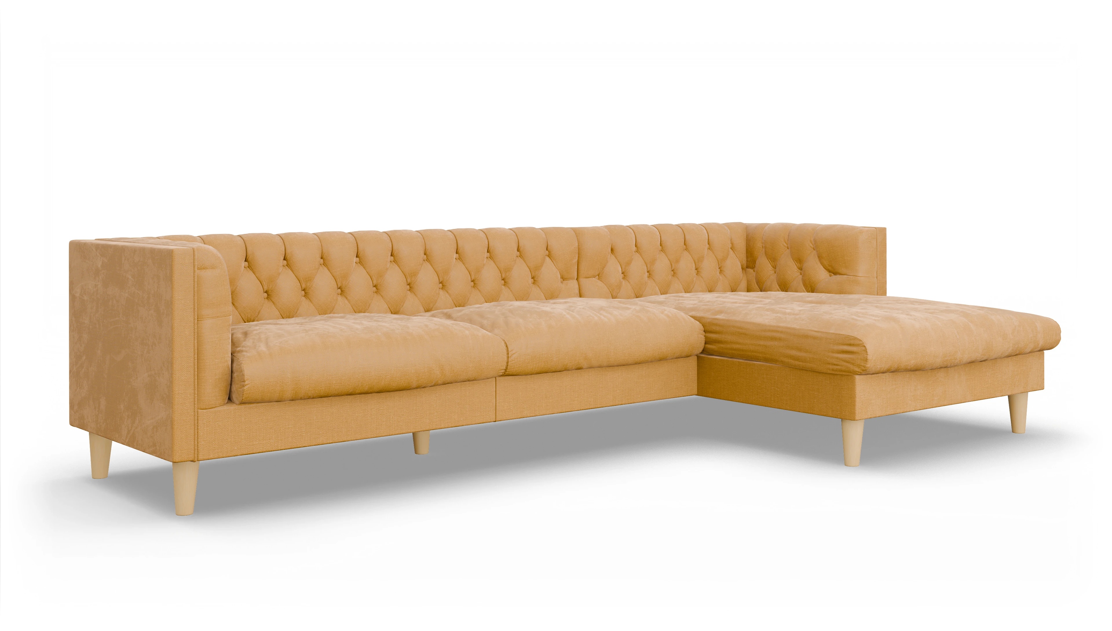 Ansicht des Produktes NewChester.01 Sofa mit Rec rechts in Stoff gelb