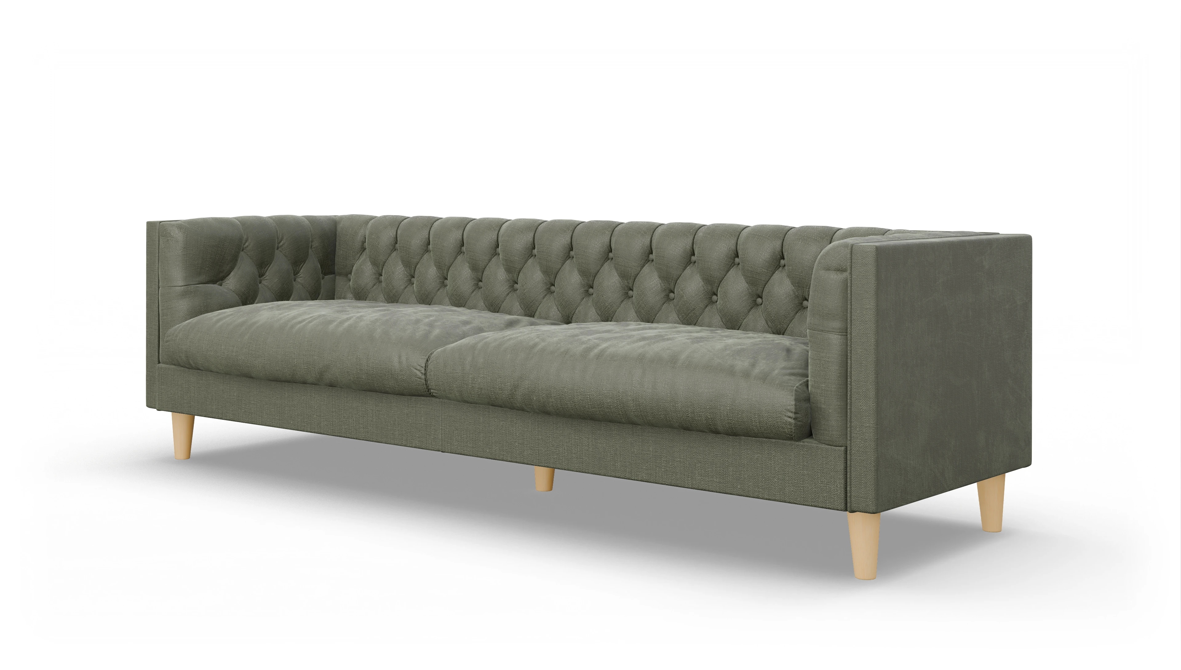 Stoff-Chesterfield NewChester.01 Ansicht des Produktes NewChester.01 3,5-Sitzer in Stoff grün