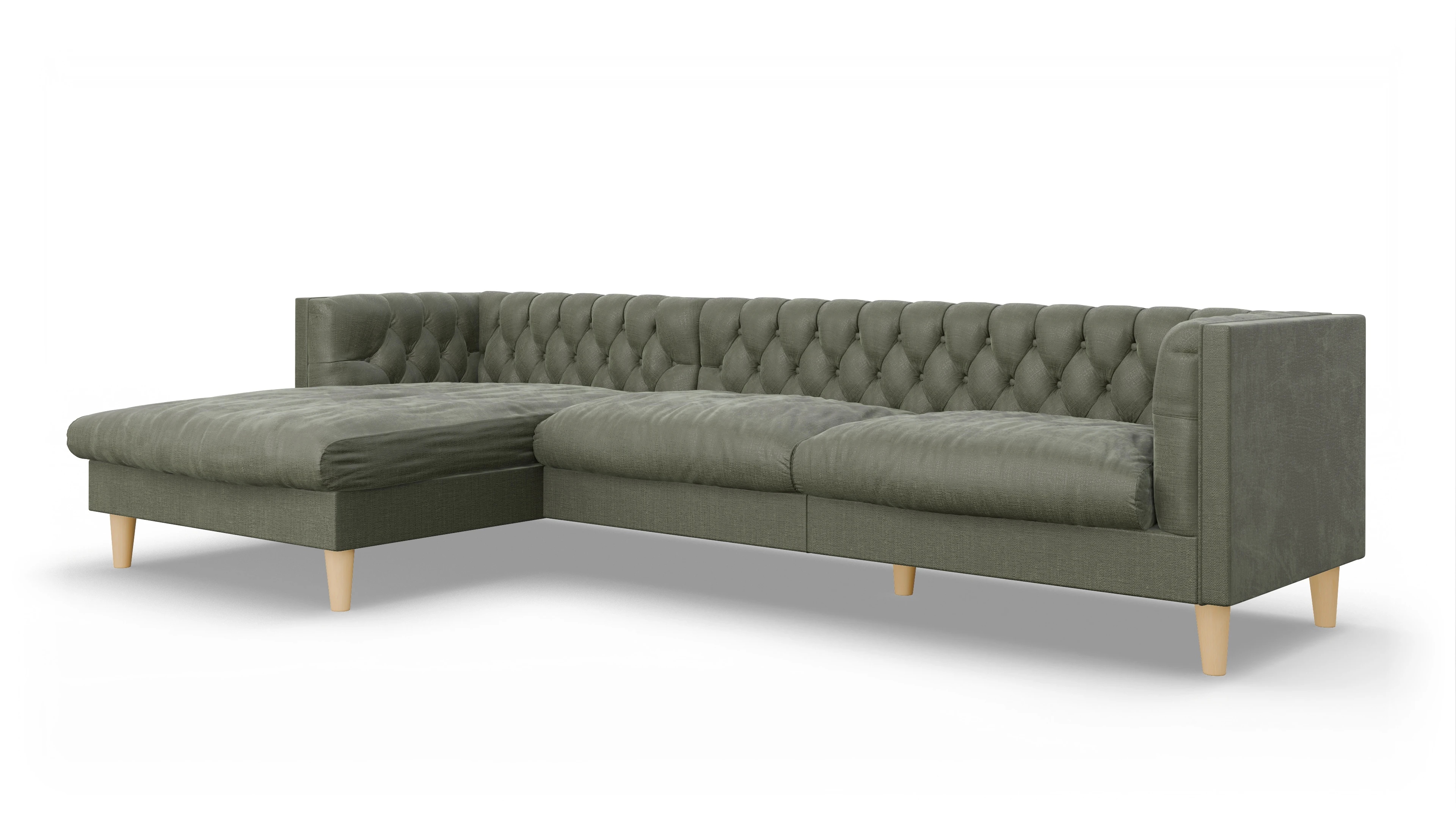 Ansicht des Produktes NewChester.01 Sofa mit Rec links in Stoff grün