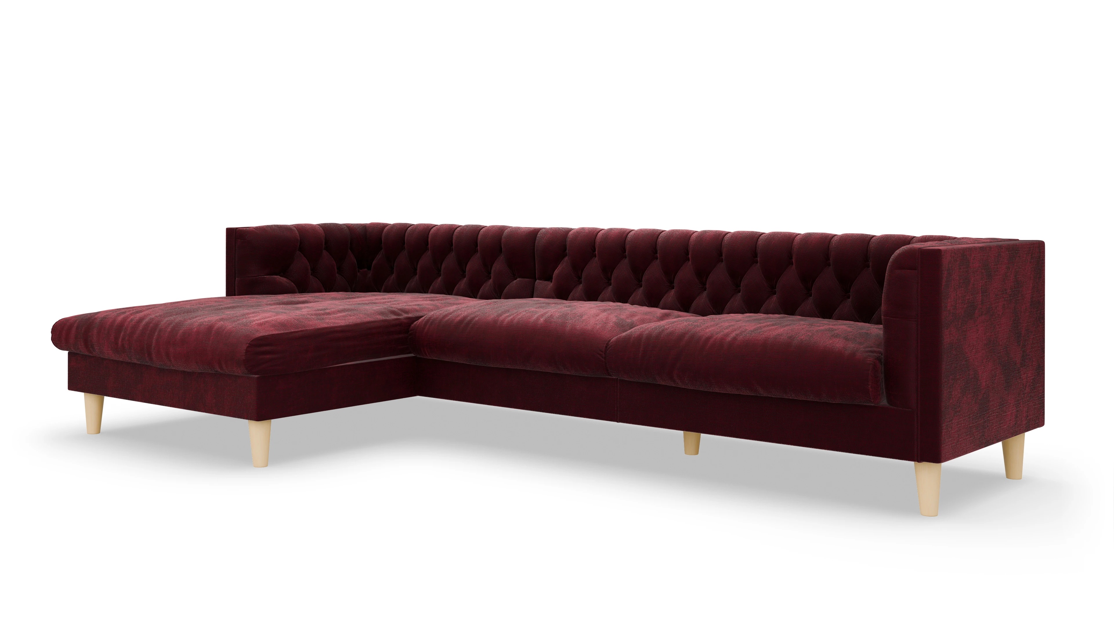 Ansicht des Produktes NewChester.01 Sofa mit Rec links in Stoff rot