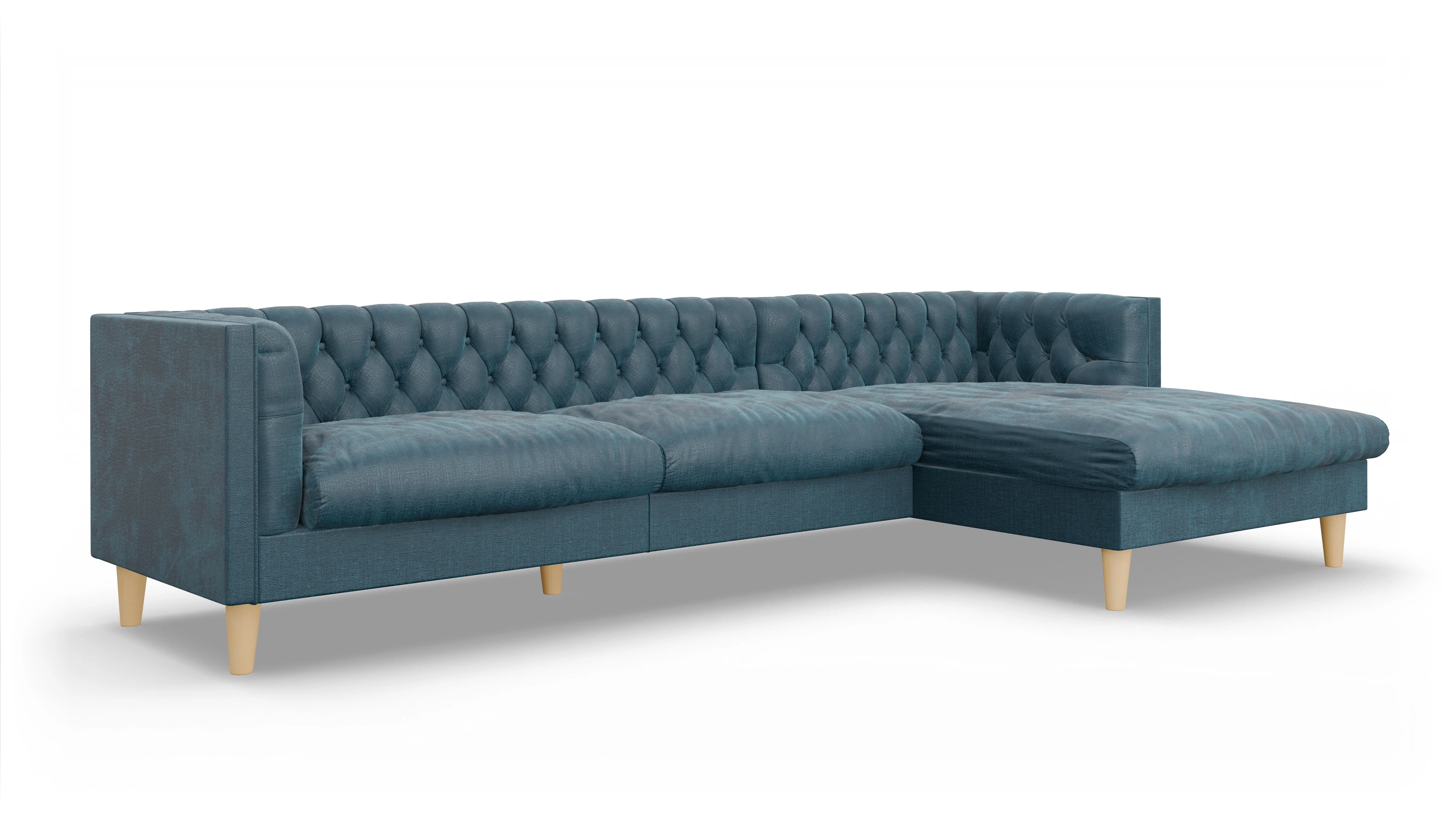 Ansicht des Produktes NewChester.01 Sofa mit Rec rechts in Stoff blau