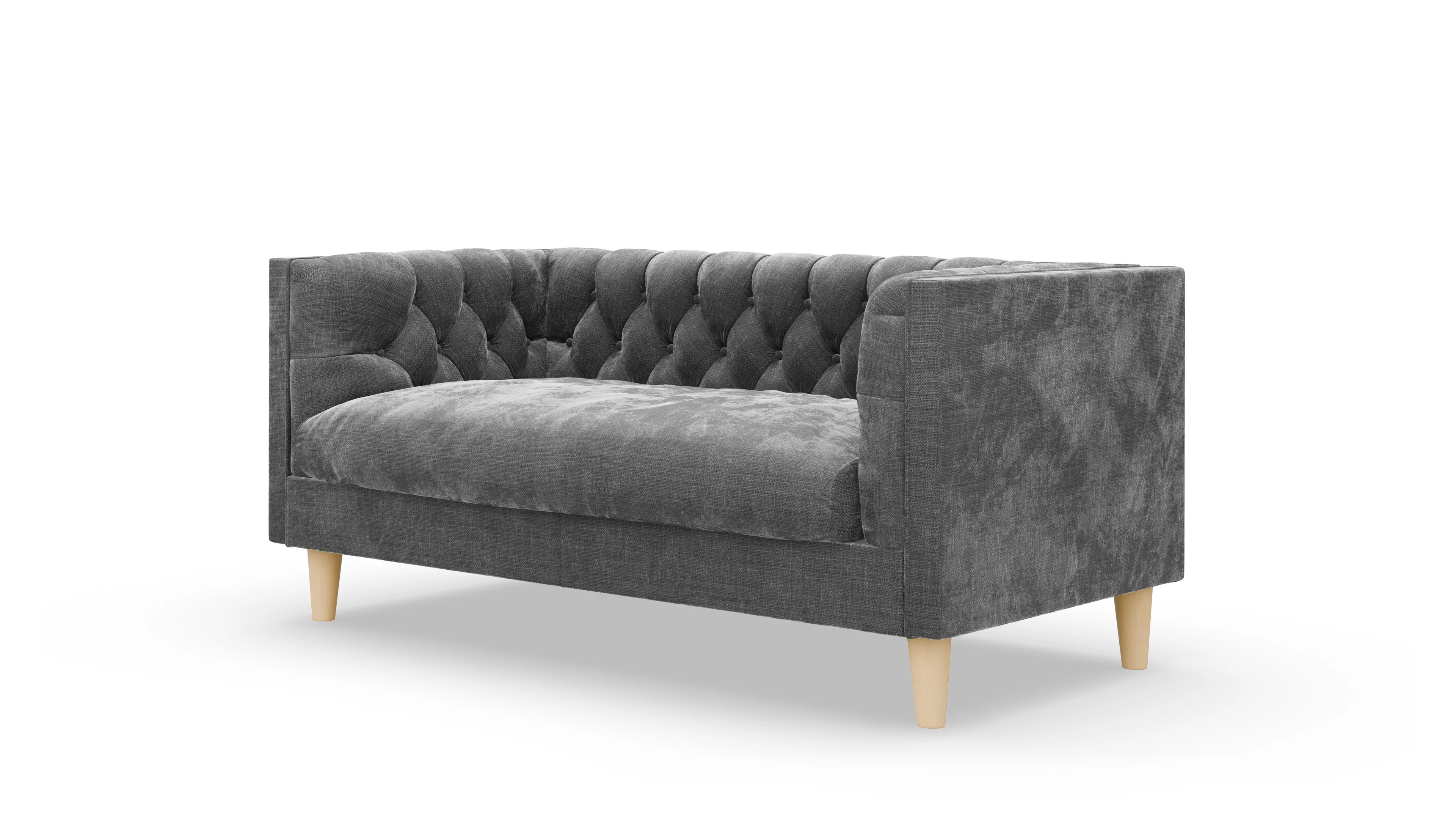 Stoff-Chesterfield NewChester.01 Ansicht des Produktes NewChester.01 2-Sitzer in Stoff grau