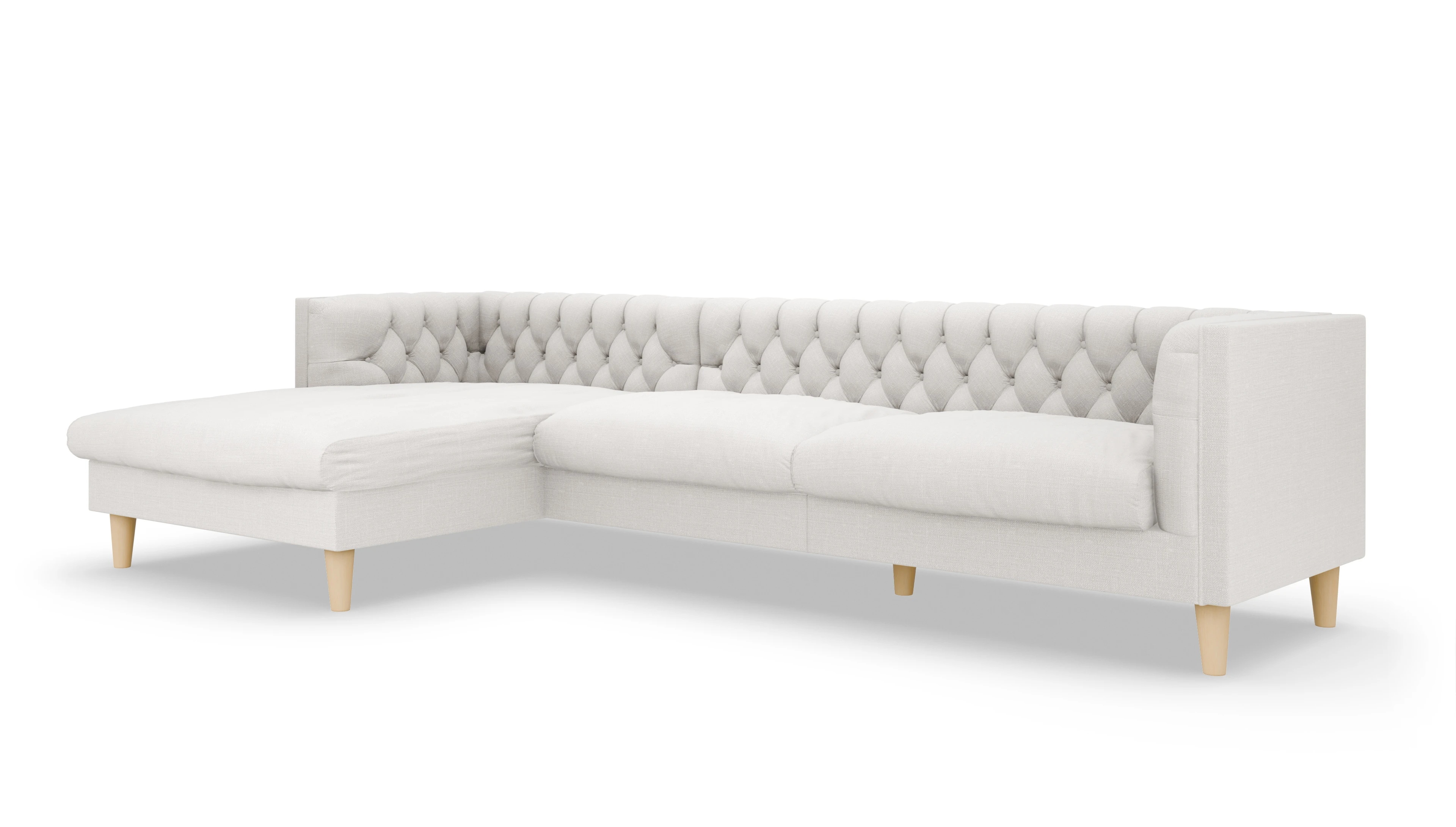 Stoff-Chesterfield NewChester.01 Ansicht des Produktes NewChester.01 Sofa mit Rec links in Stoff weiß