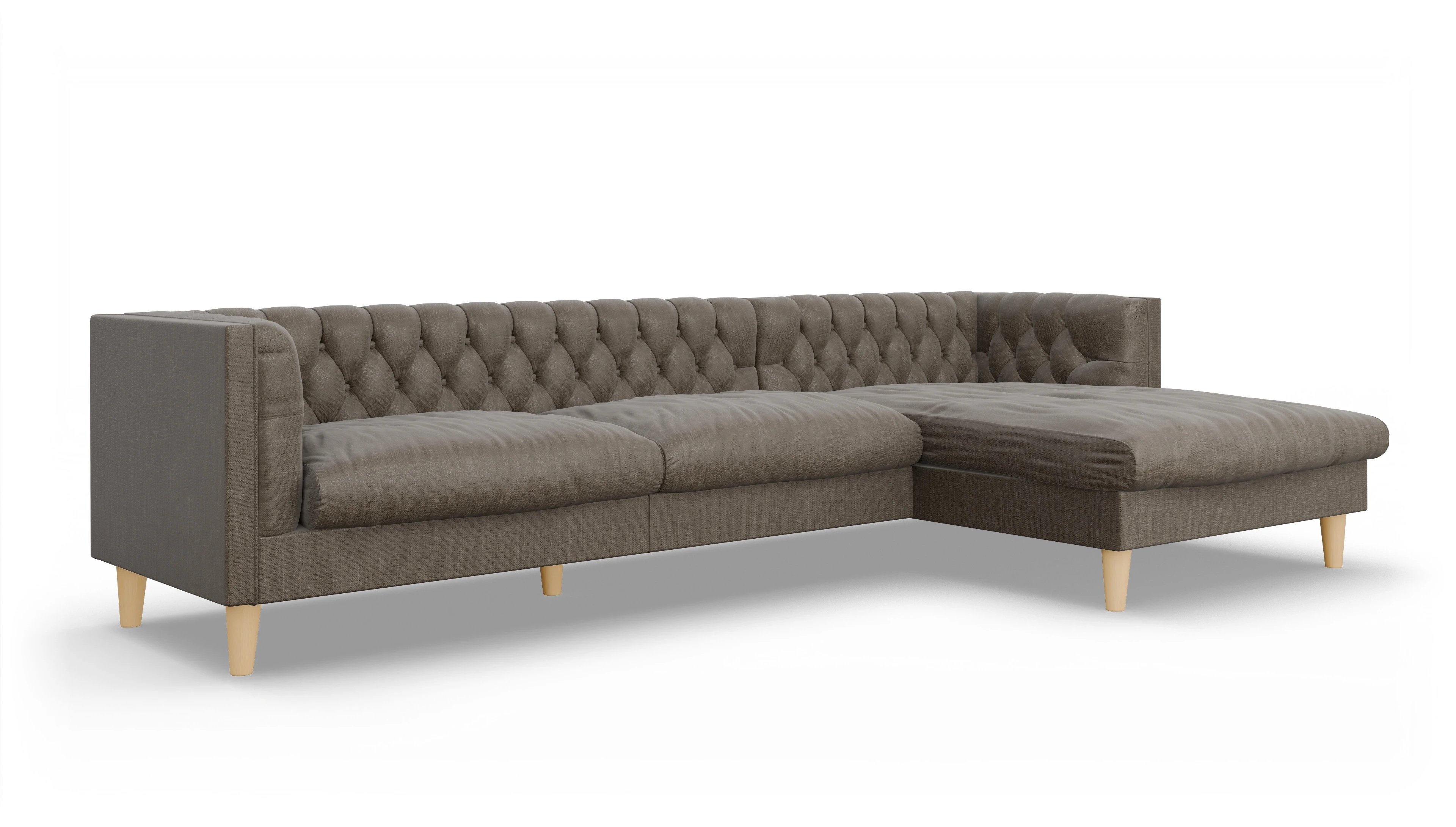 Ansicht des Produktes NewChester.01 Sofa mit Rec rechts in Stoff braun