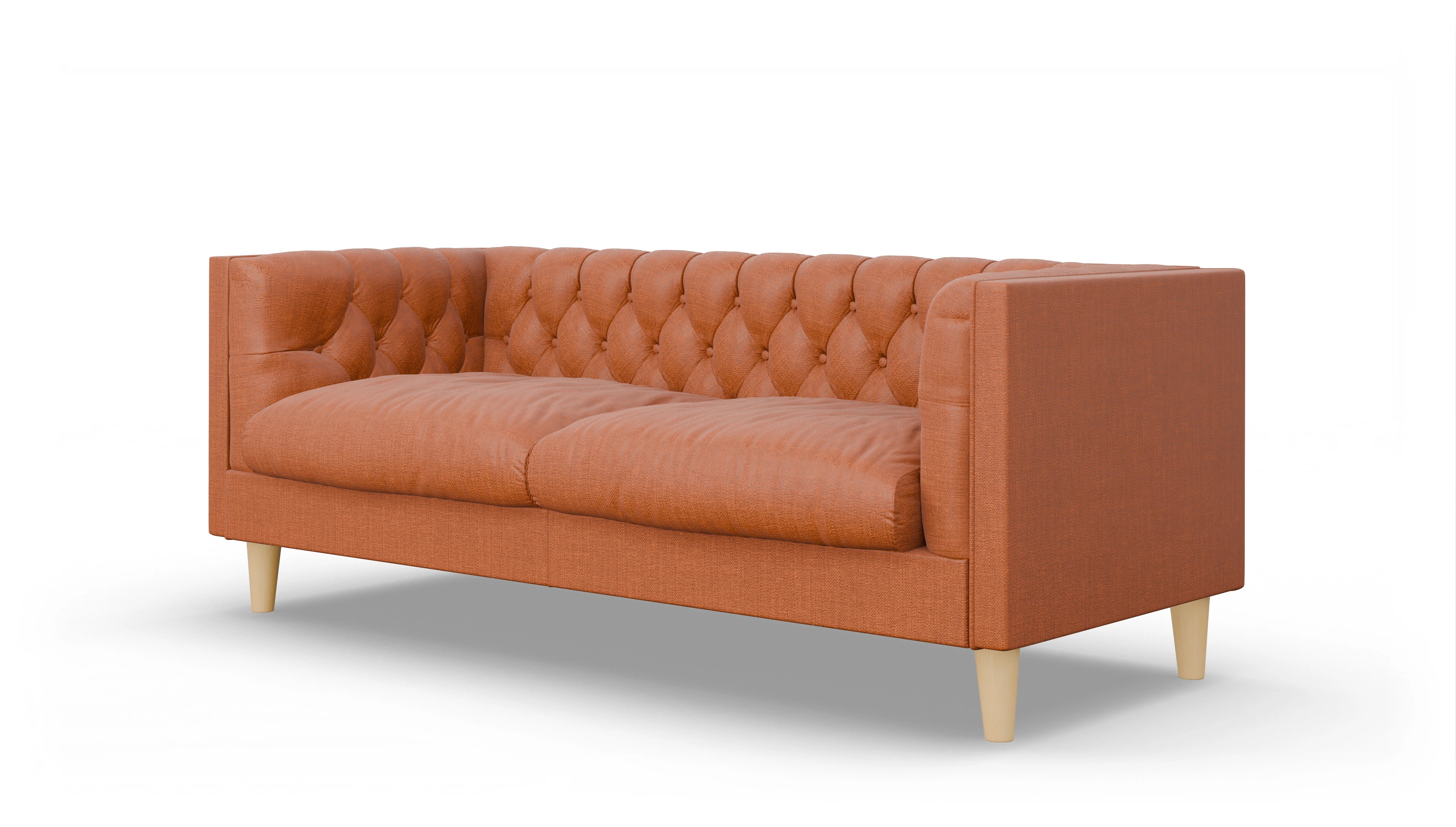 Stoff-Chesterfield NewChester.01 Ansicht des Produktes NewChester.01 2,5-Sitzer in Stoff orange