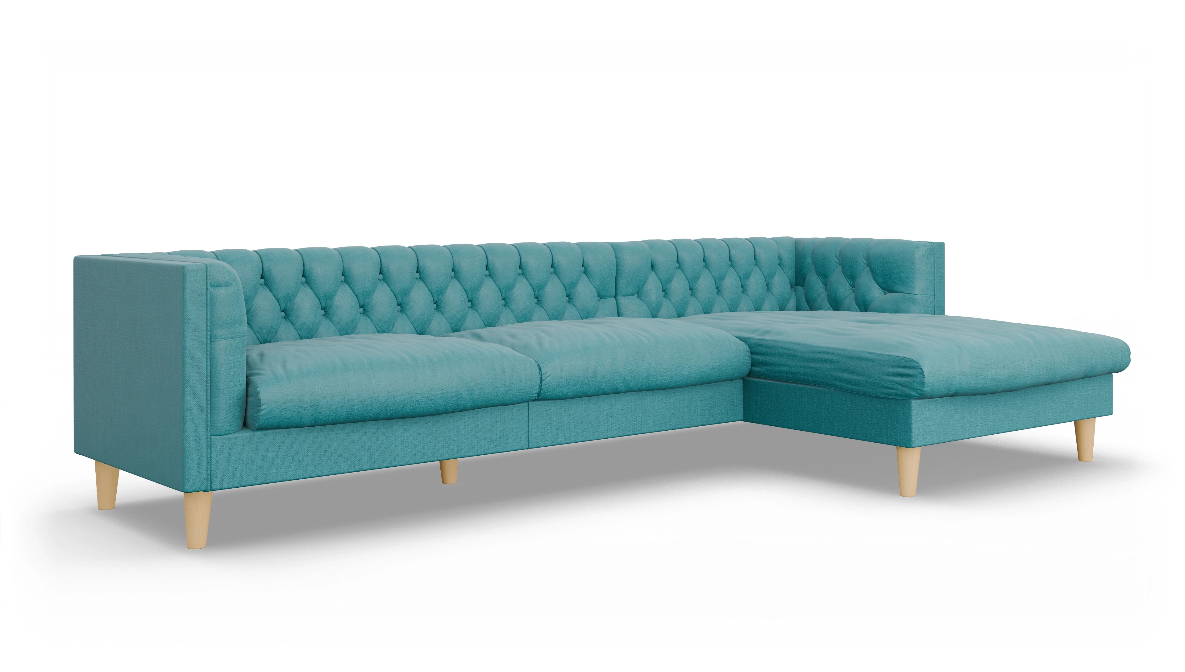 Ansicht des Produktes NewChester.01 Sofa mit Rec rechts in Stoff blau