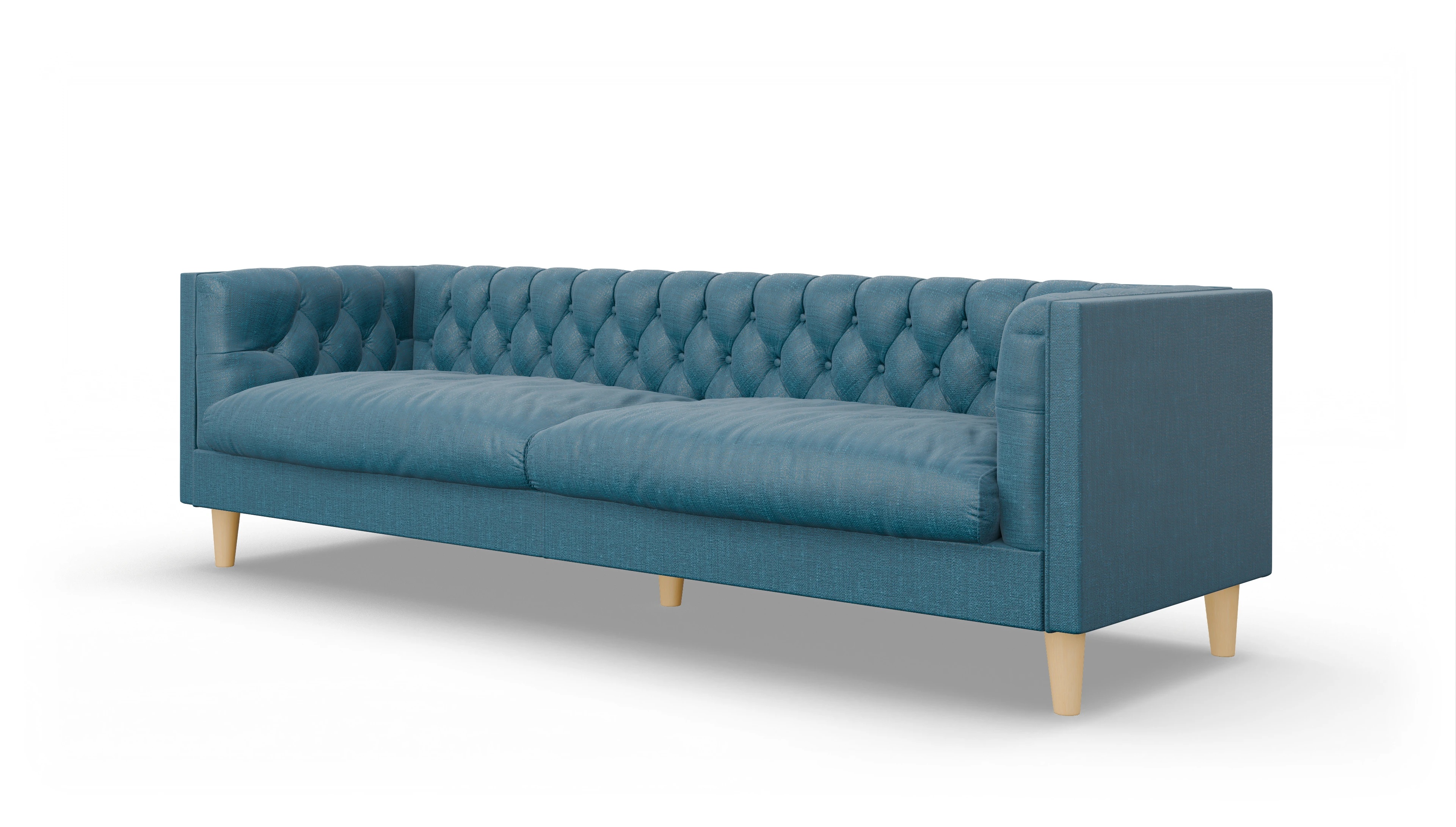 Stoff-Chesterfield NewChester.01 Ansicht des Produktes NewChester.01 3,5-Sitzer in Stoff blau
