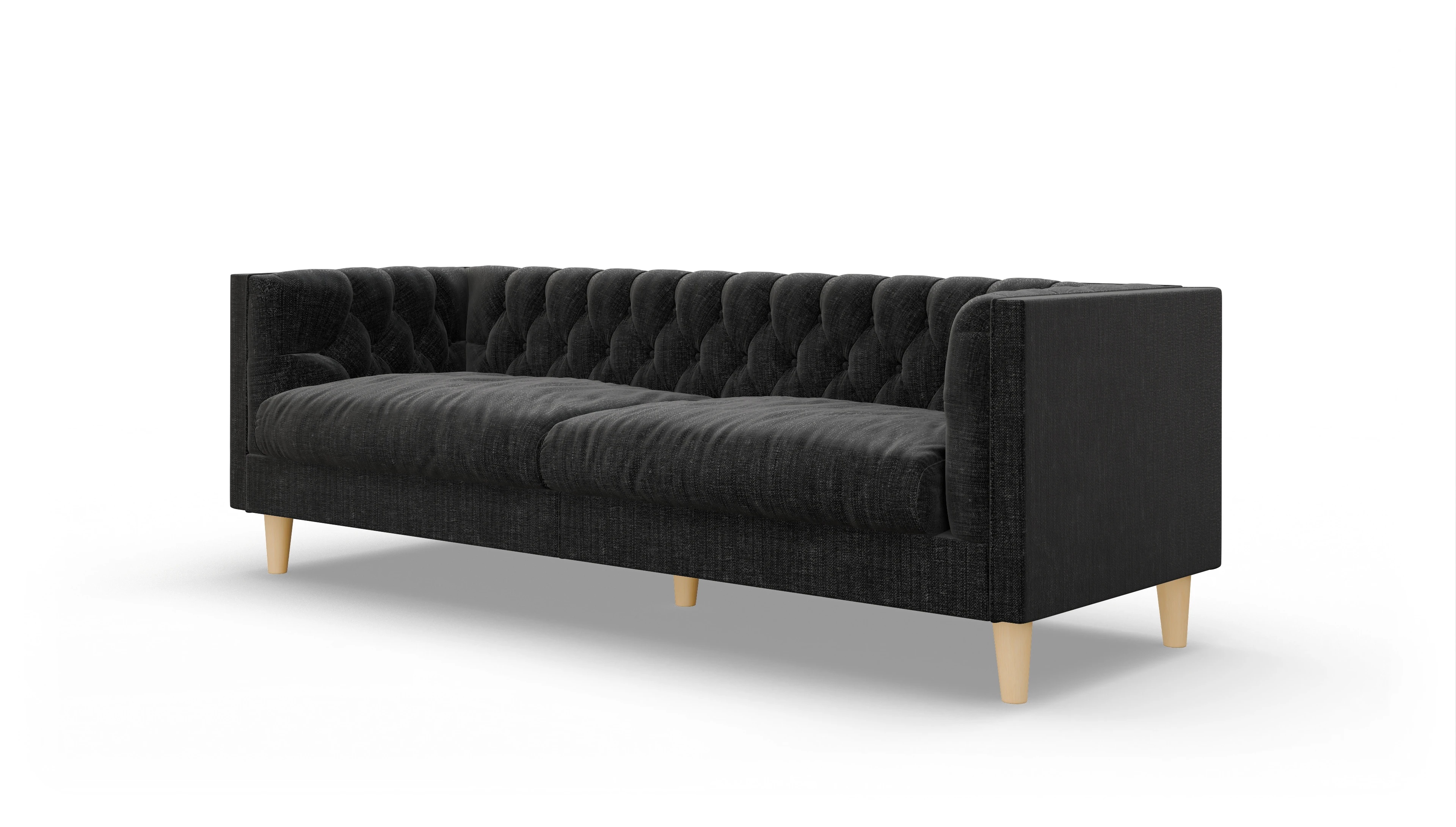 Stoff-Chesterfield NewChester.01 Ansicht des Produktes NewChester.01 3-Sitzer in Stoff schwarz