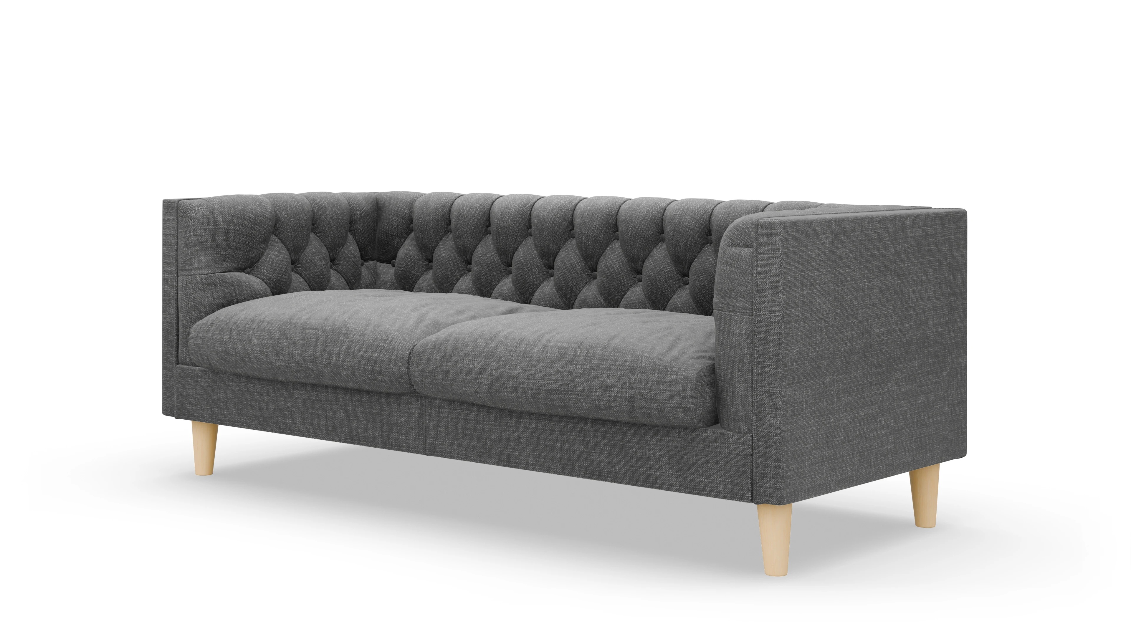 Stoff-Chesterfield NewChester.01 Ansicht des Produktes NewChester.01 2,5-Sitzer in Stoff grau
