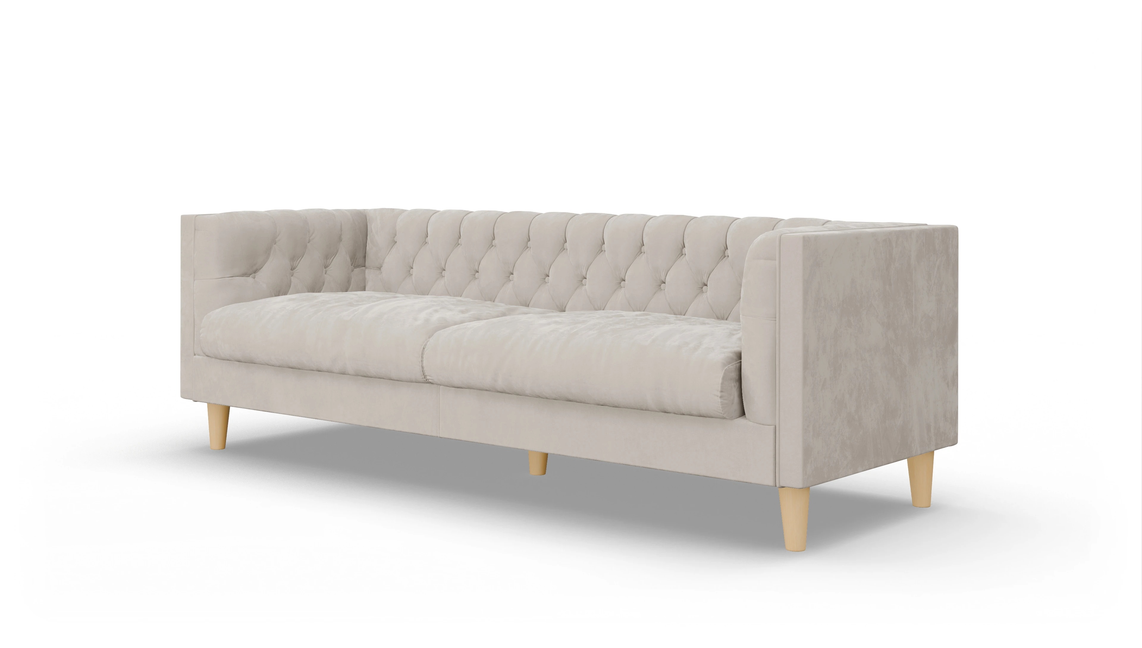 Stoff-Chesterfield NewChester.01 Ansicht des Produktes NewChester.01 3-Sitzer in Samt weiß