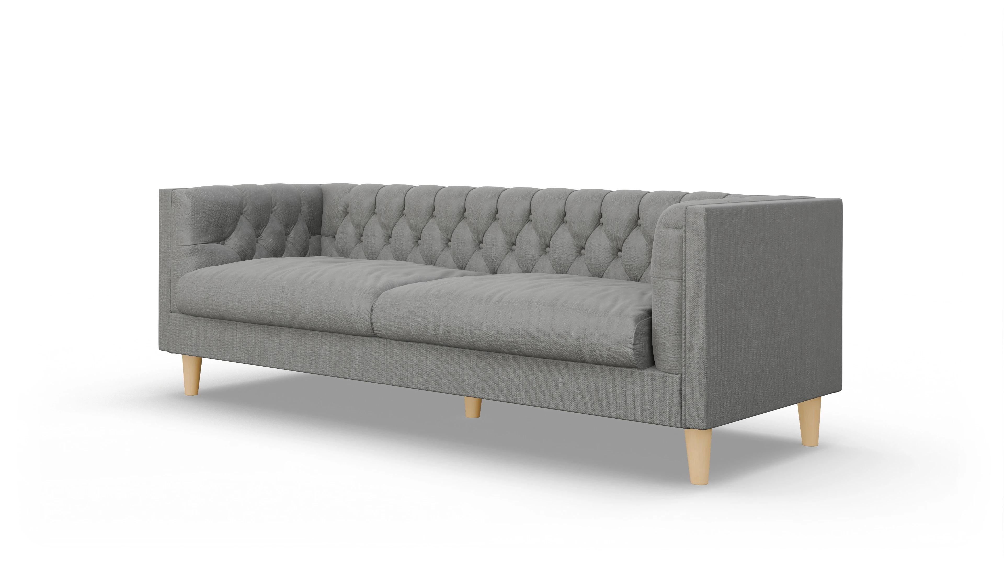 Stoff-Chesterfield NewChester.01 Ansicht des Produktes NewChester.01 3-Sitzer in Stoff grau