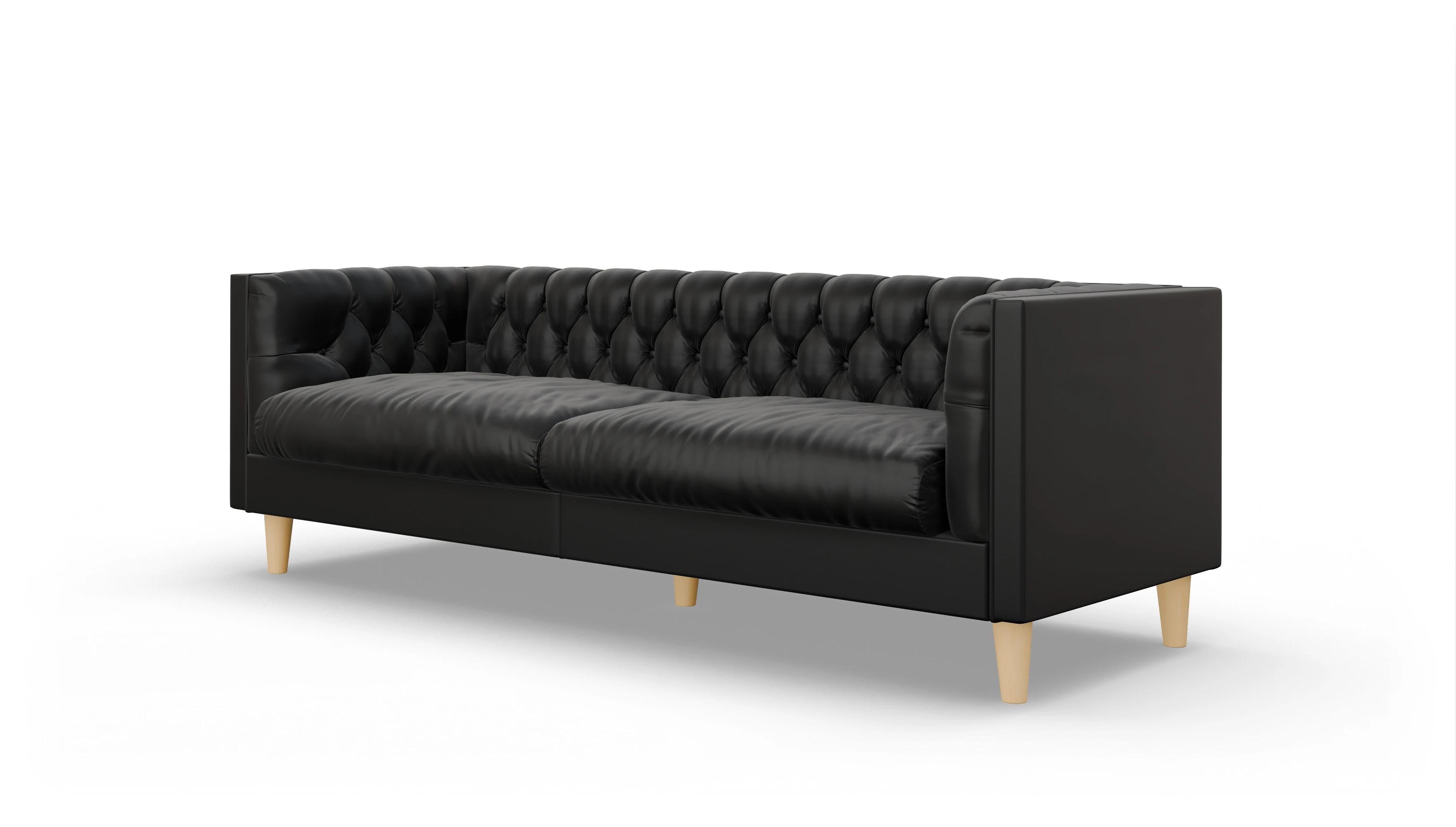 Chesterfield Sofa NewChester.01 Ansicht des Produktes NewChester.01 3-Sitzer in Leder schwarz