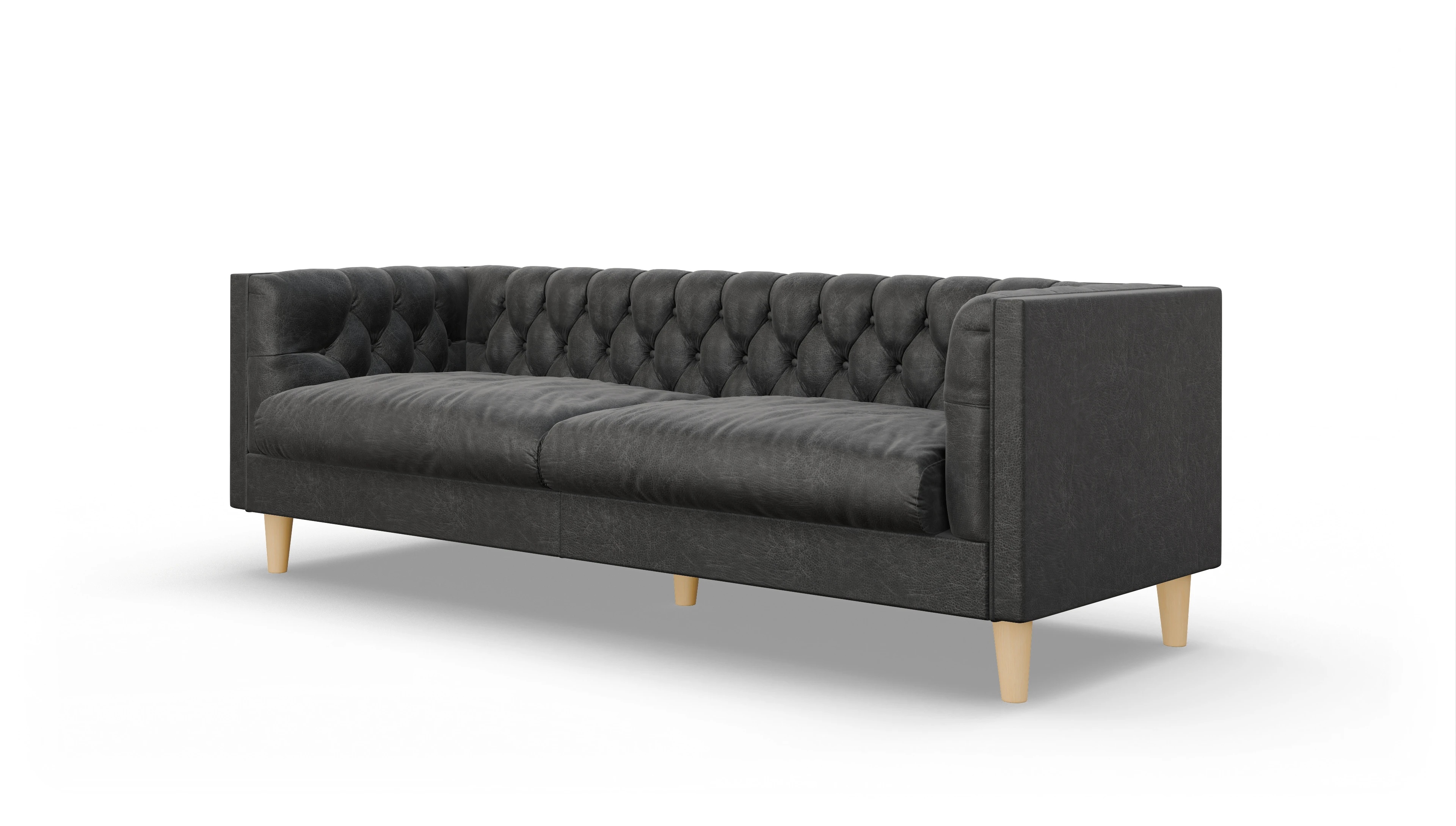 Chesterfield Sofa NewChester.01 Ansicht des Produktes NewChester.01 3-Sitzer in Leder schwarz