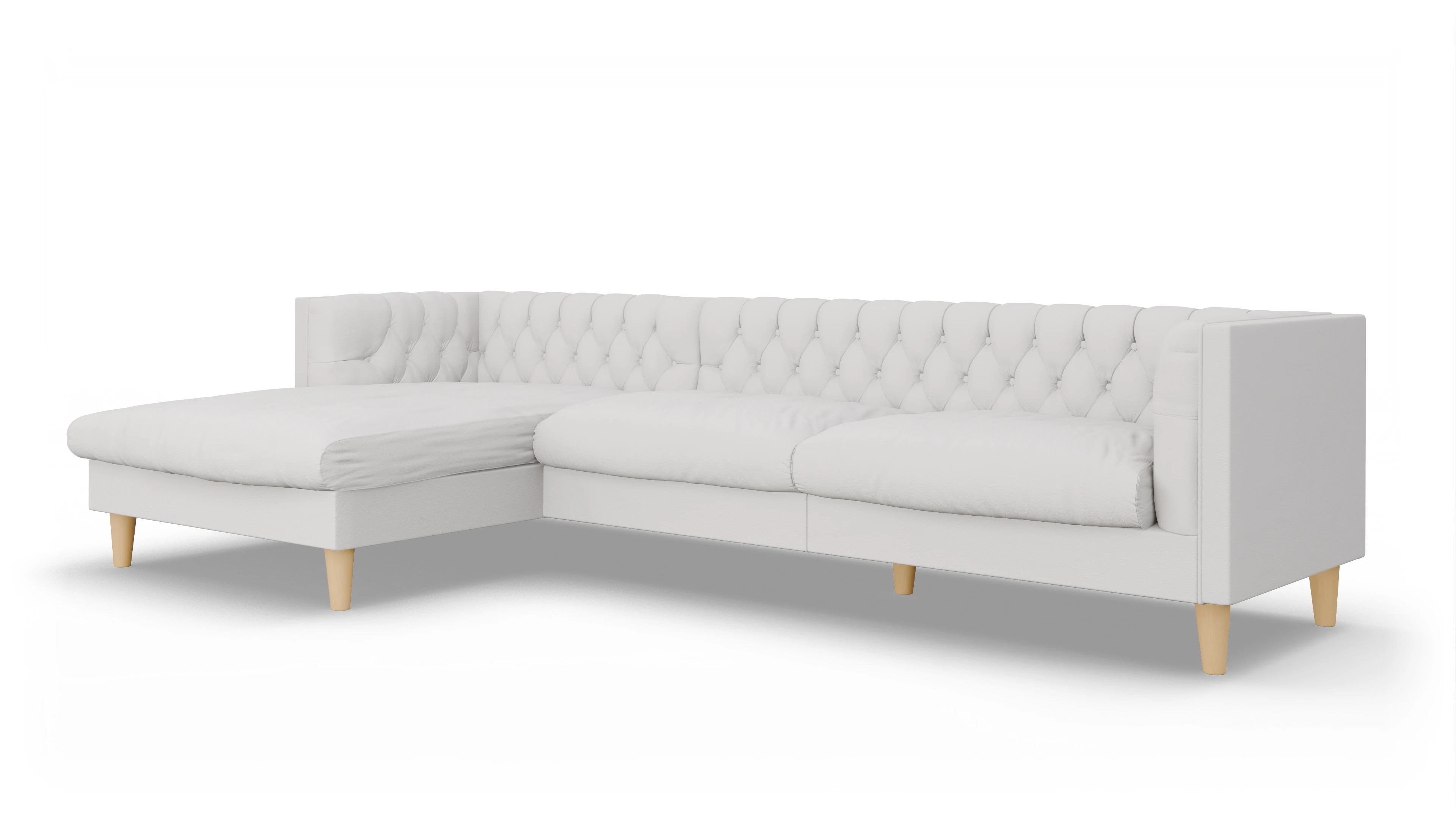 Chesterfield Sofa NewChester.01 Ansicht des Produktes NewChester.01 Sofa mit Rec links in Leder weiß