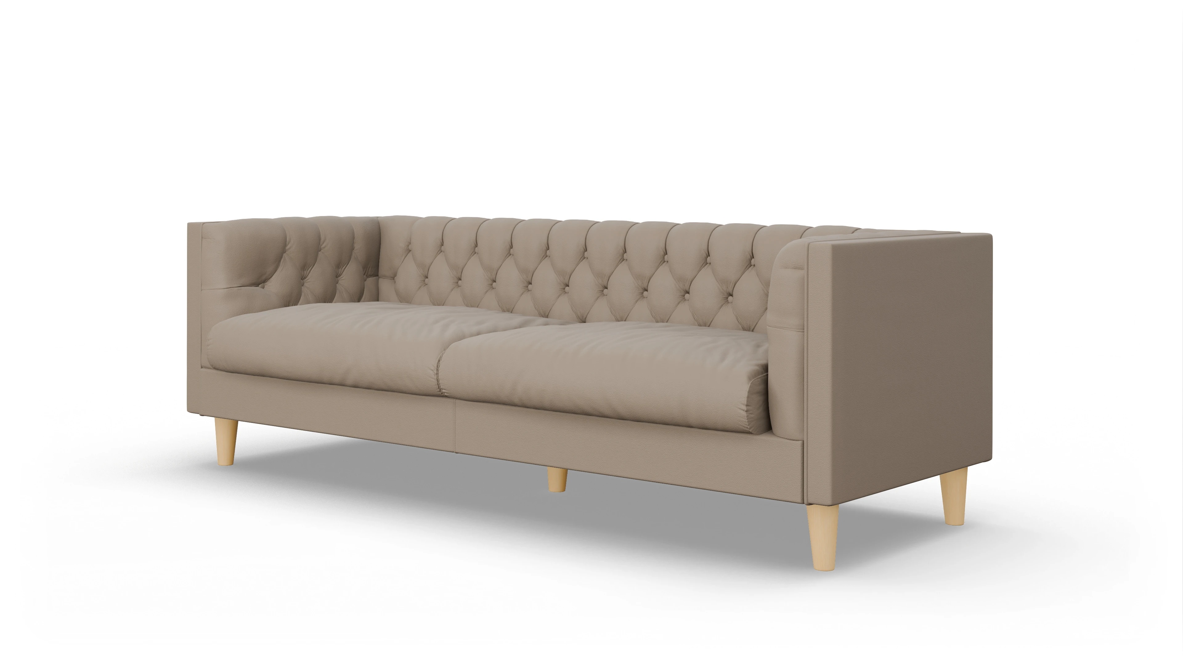 Chesterfield Sofa NewChester.01 Ansicht des Produktes NewChester.01 3-Sitzer in Leder beige