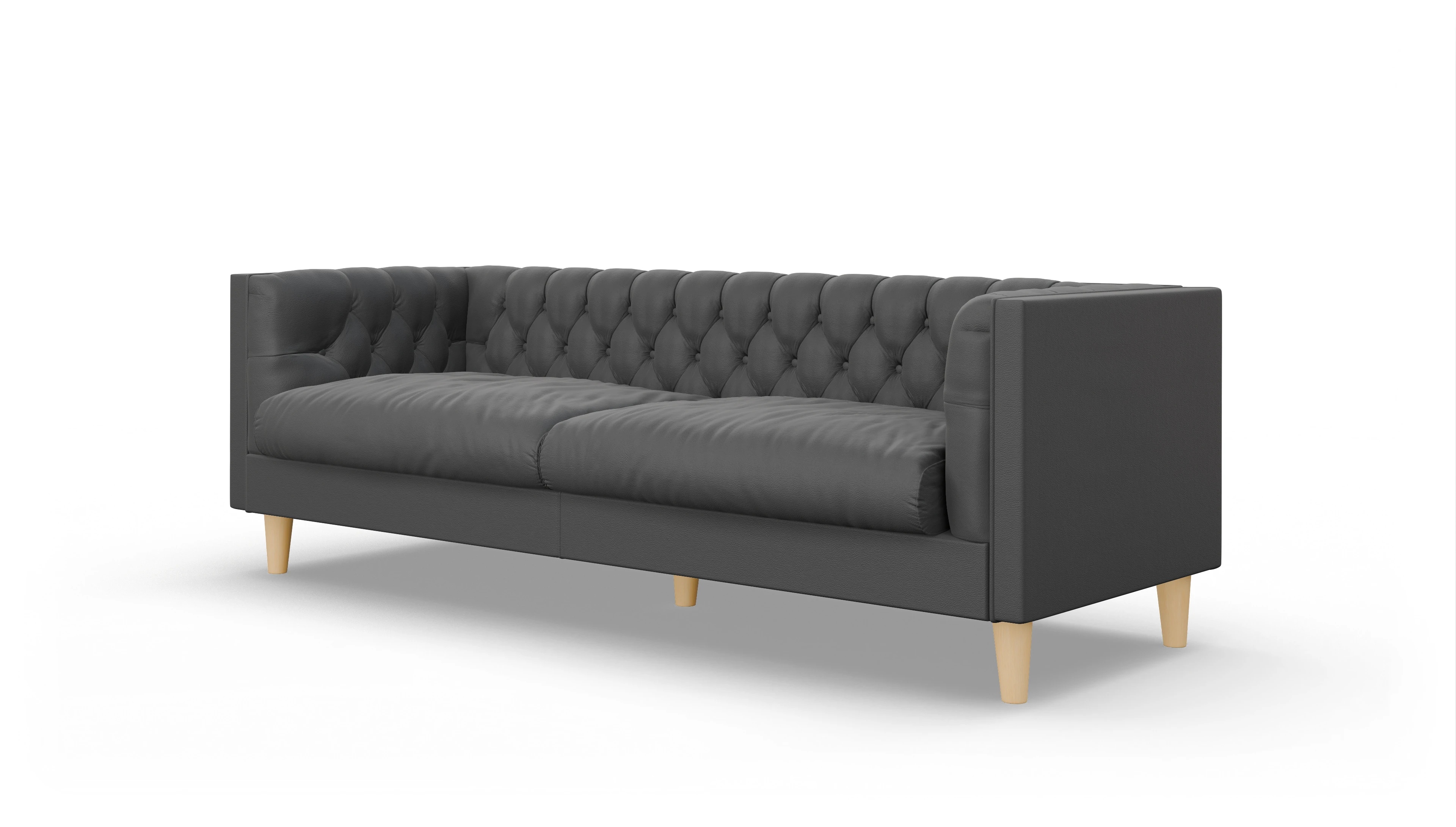 Chesterfield Sofa NewChester.01 Ansicht des Produktes NewChester.01 3-Sitzer in Leder schwarz