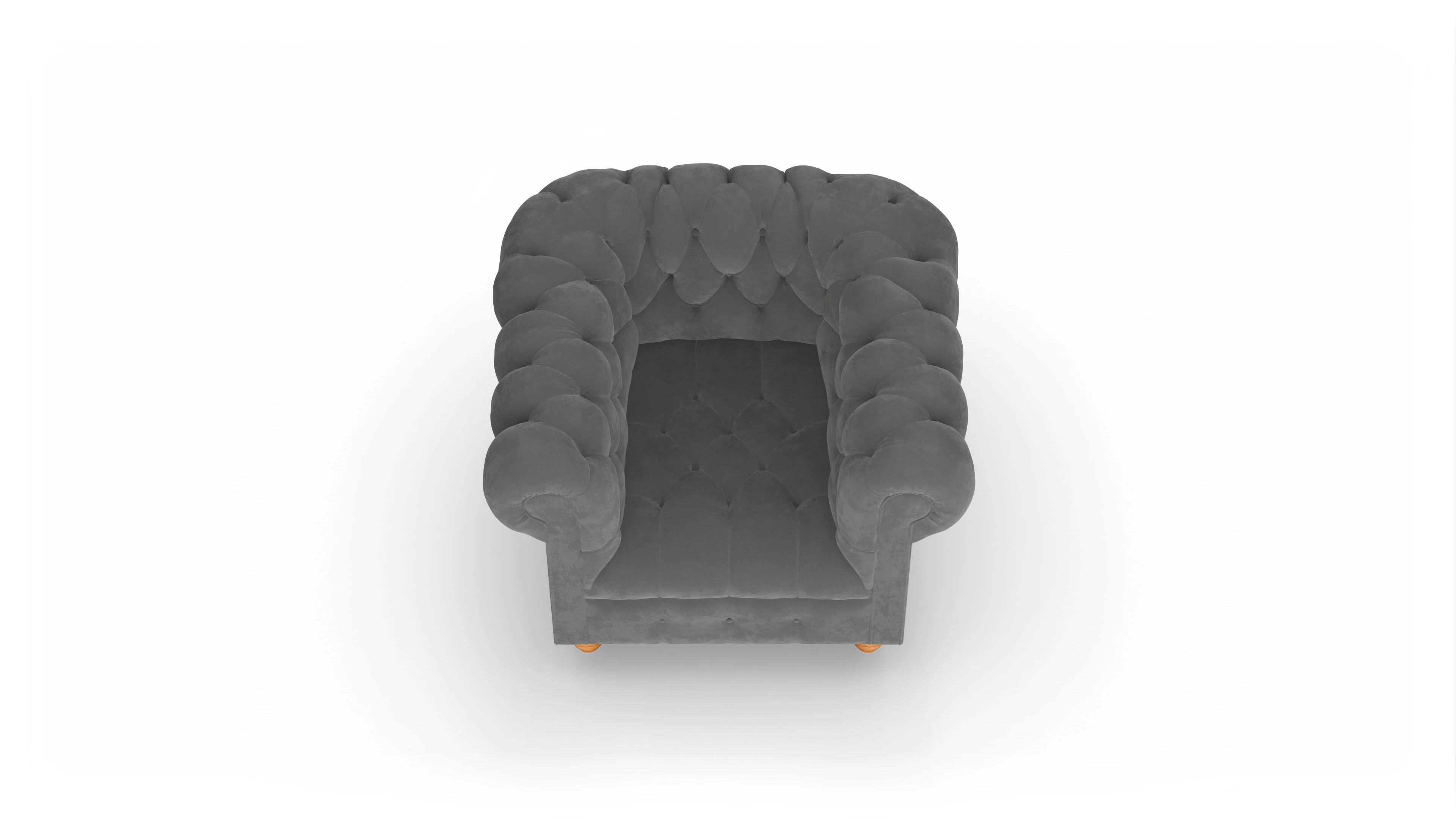 Victorian Chesterfield Samtsessel Liberty Ansicht des Produktes Liberty Sessel in Samt grau