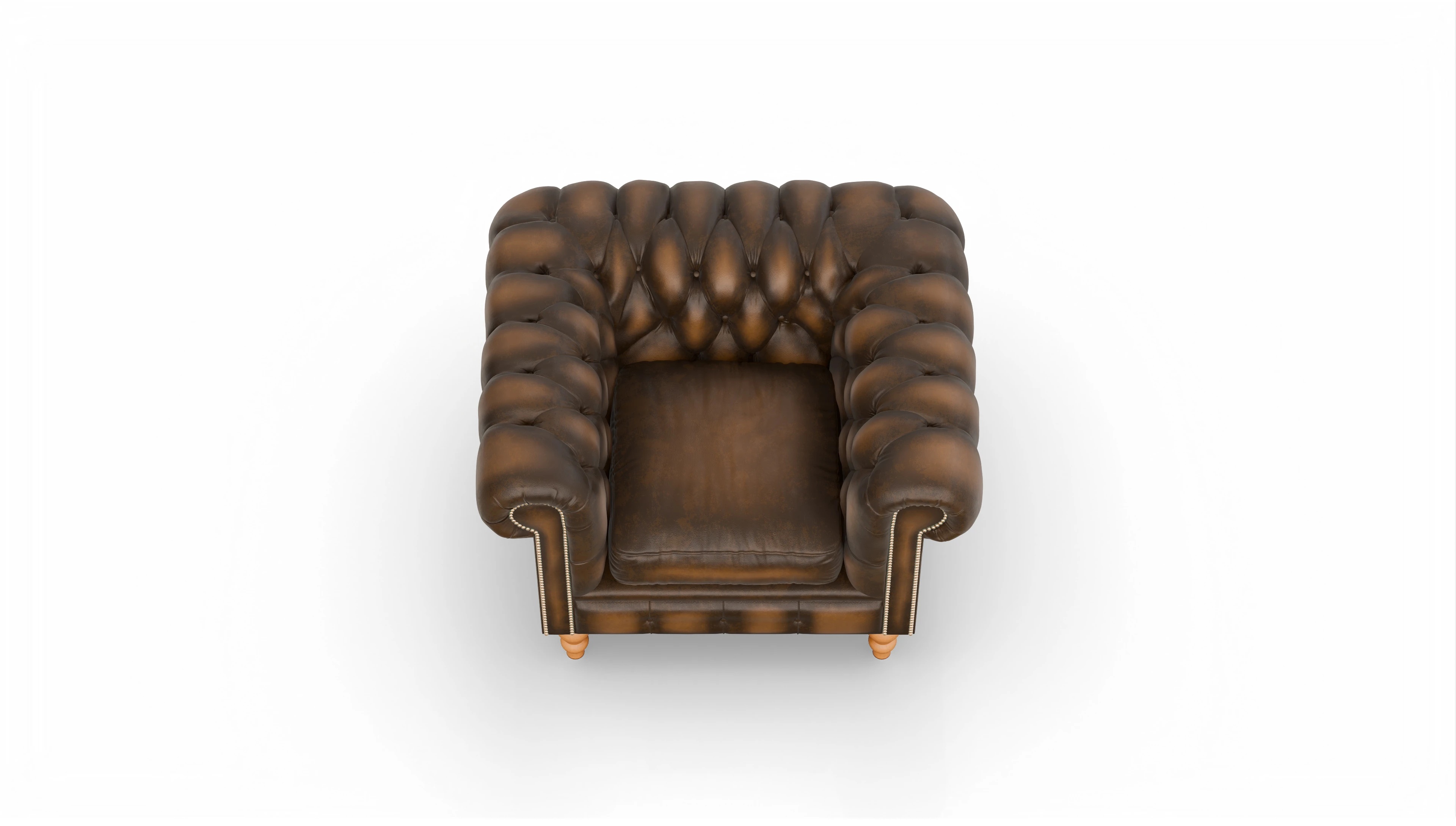 Chesterfield Clubsessel Russel Ansicht des Produktes Russel Sessel in Leder braun