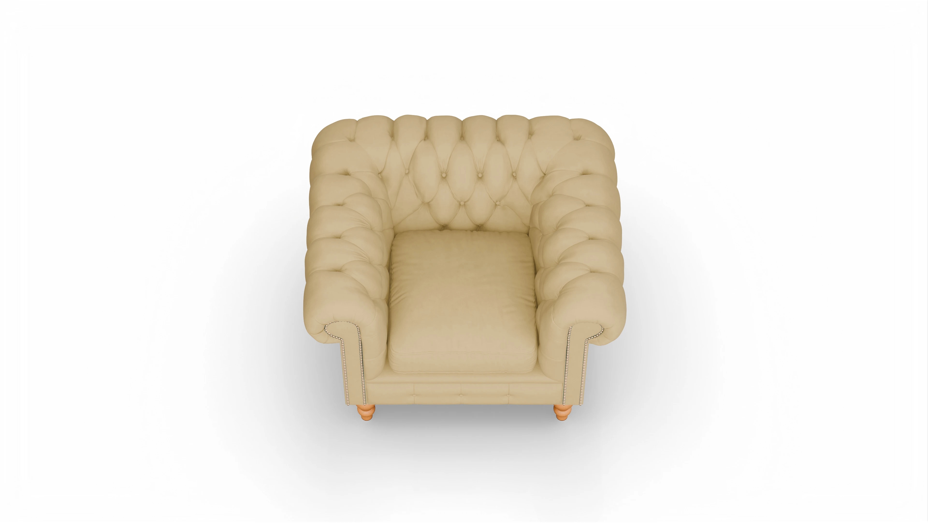 Chesterfield Clubsessel Russel Ansicht des Produktes Russel Sessel in Leder gelb