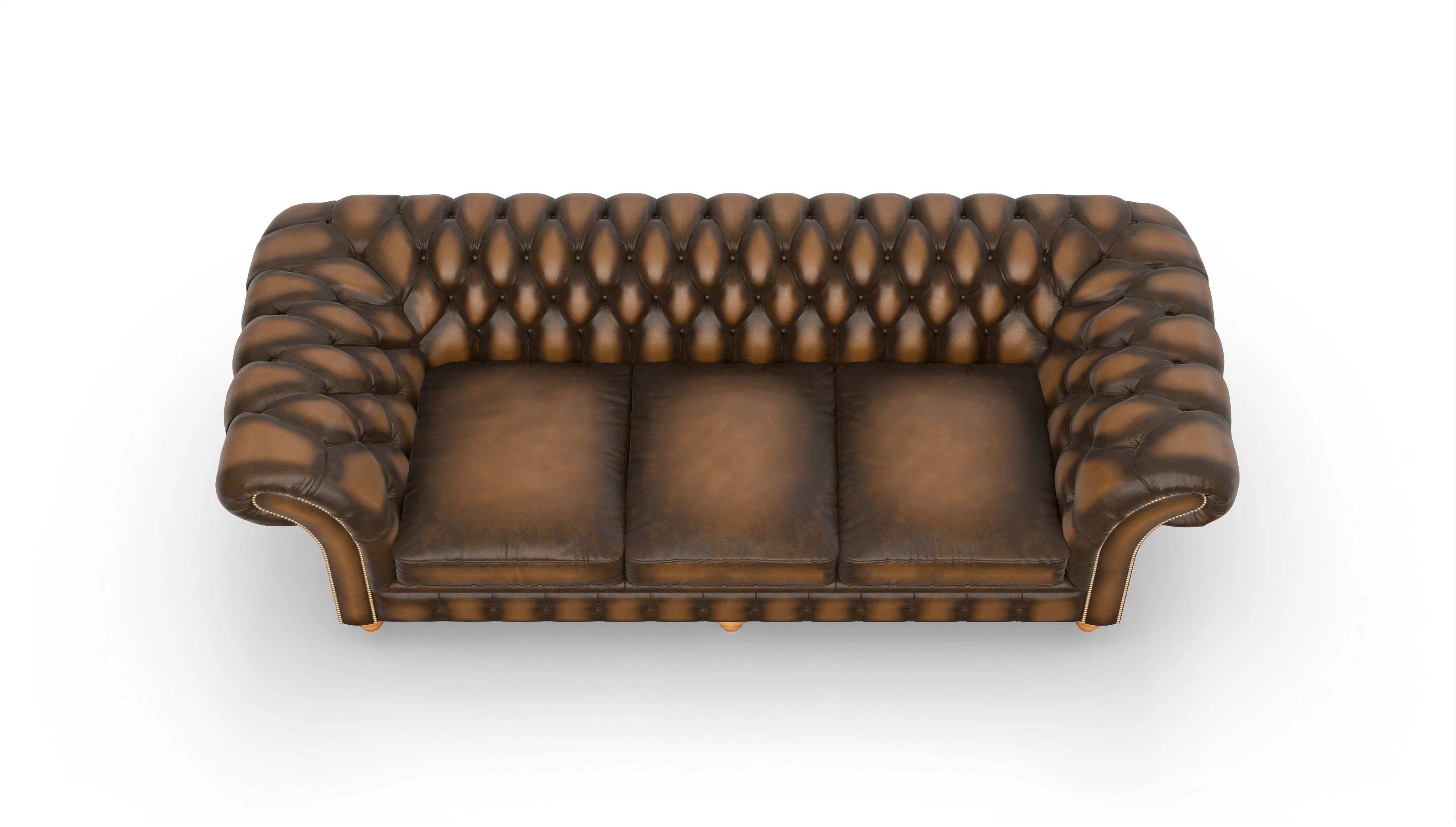 Kolonialstil-Sofa Knightsbridge Ansicht des Produktes Knightsbridge 4-Sitzer in Leder braun