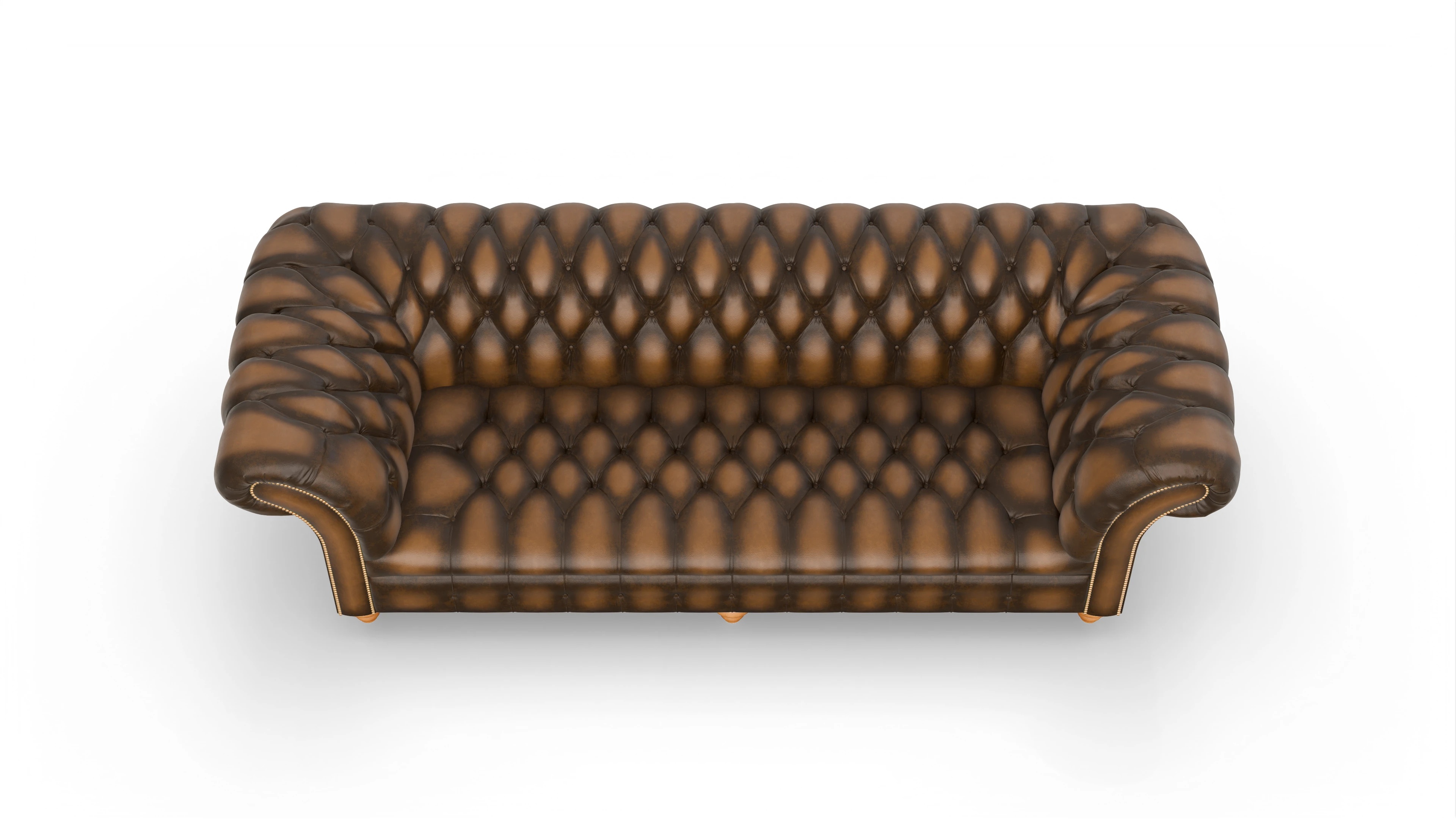 Kolonialstil-Sofa Mayfair Ansicht des Produktes Mayfair 4-Sitzer in Leder braun