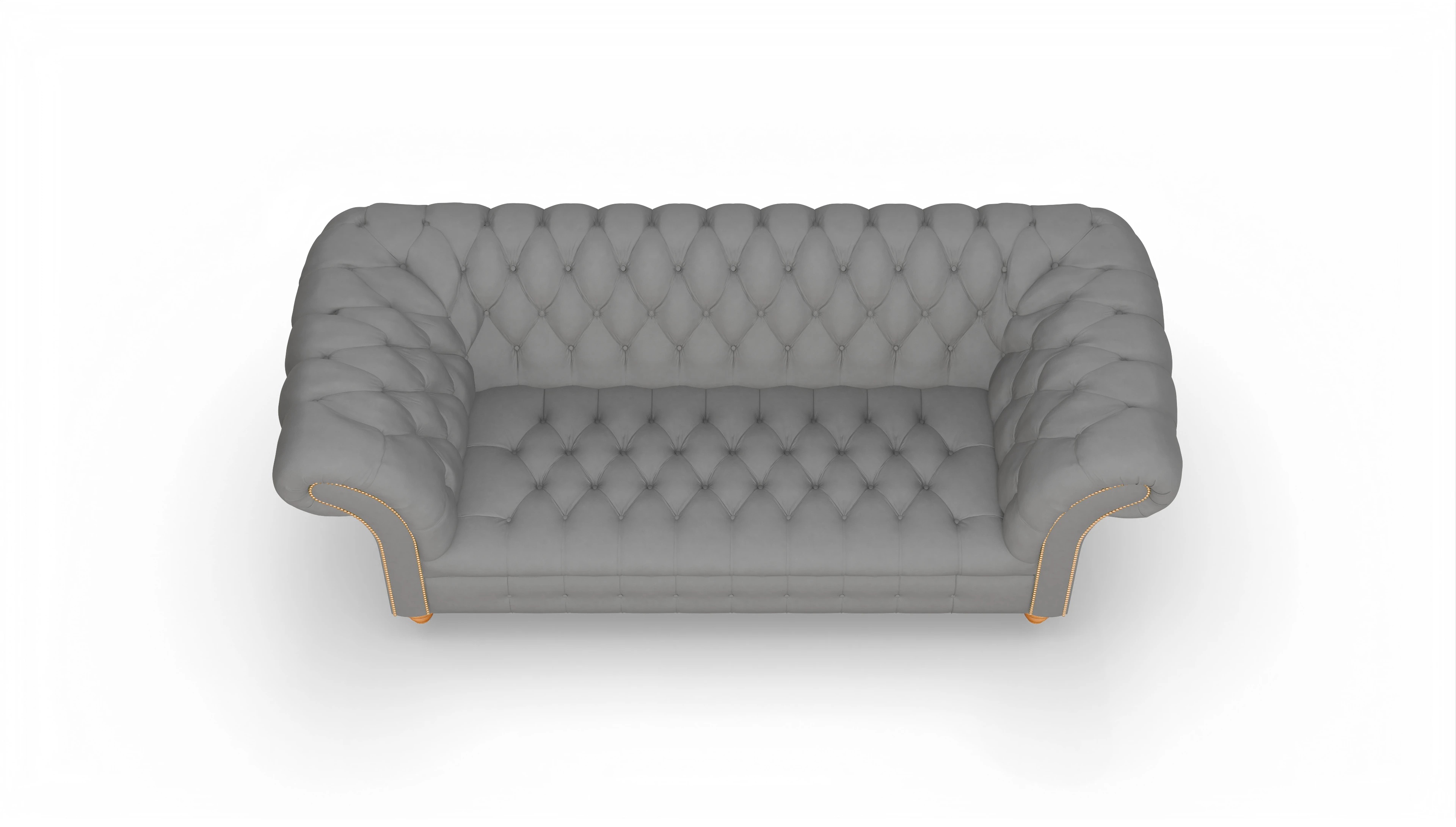 Kolonialstil-Sofa Mayfair Ansicht des Produktes Mayfair 3-Sitzer in Leder grau