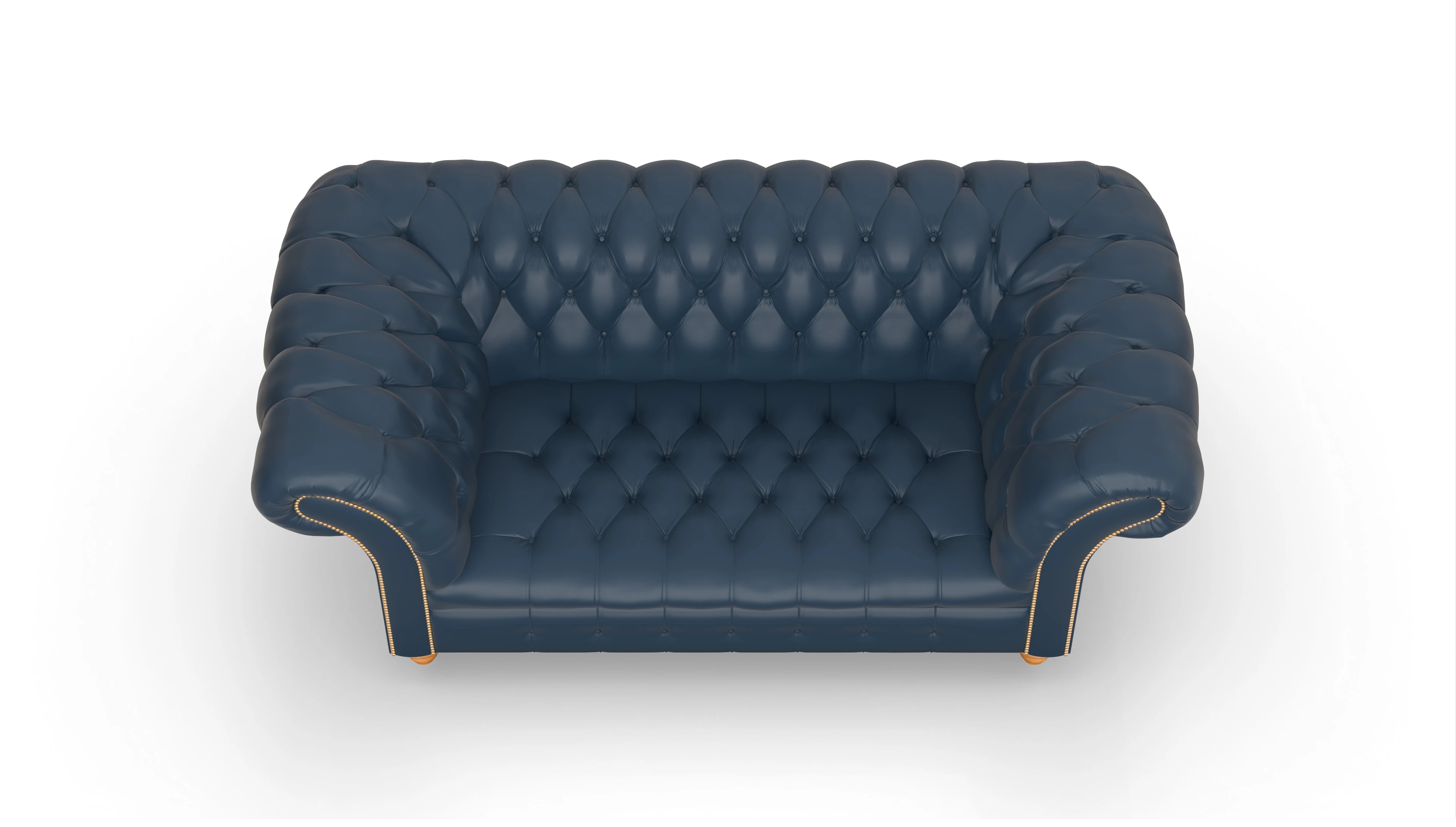Kolonialstil-Sofa Mayfair Ansicht des Produktes Mayfair 2-Sitzer in Leder blau