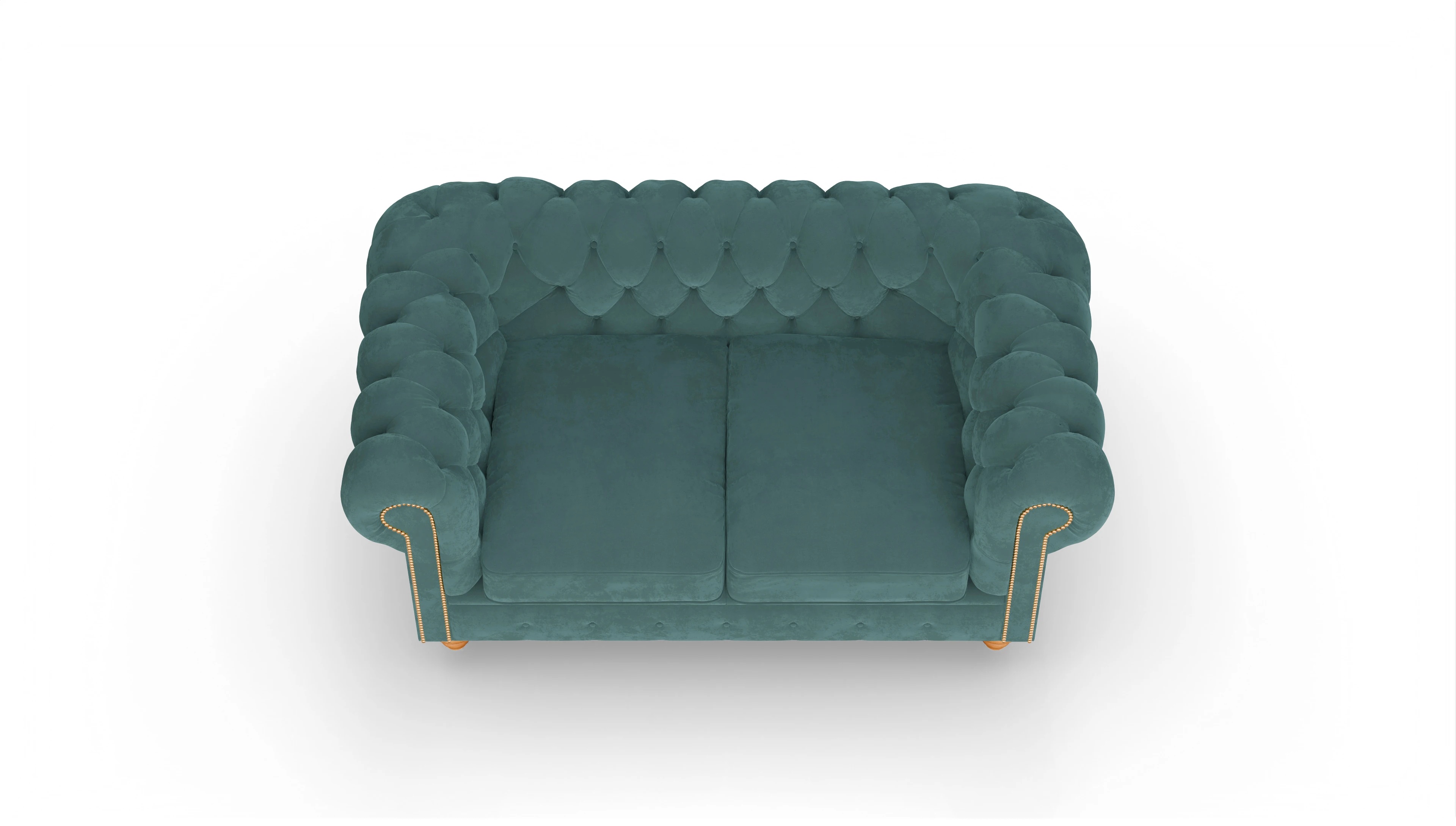 Chesterfield Samtsofa Trafalgar Ansicht des Produktes Trafalgar 2-Sitzer in Samt blau