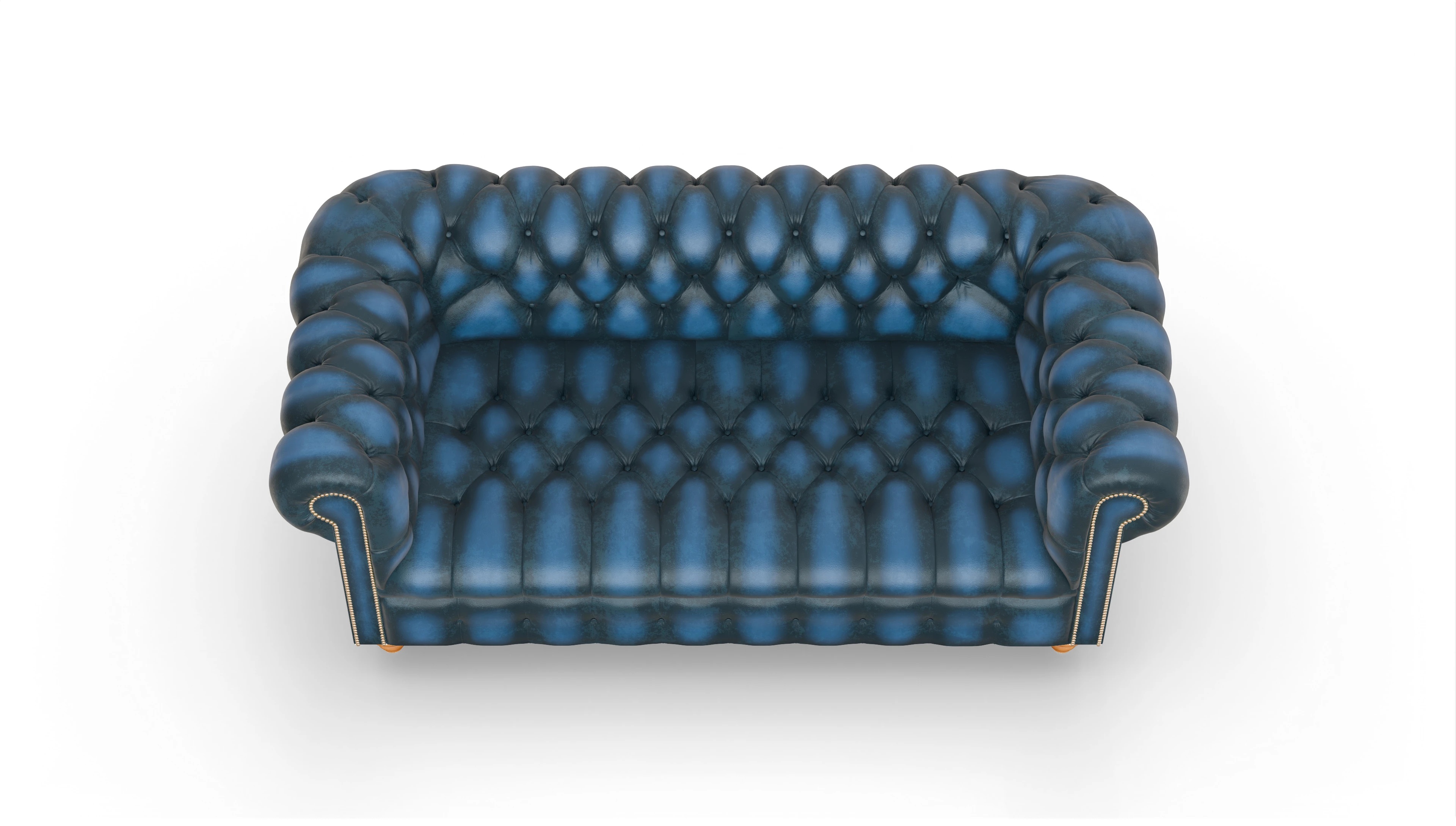 Victorian Chesterfield Sofa Liberty Ansicht des Produktes Liberty 3-Sitzer in Leder blau