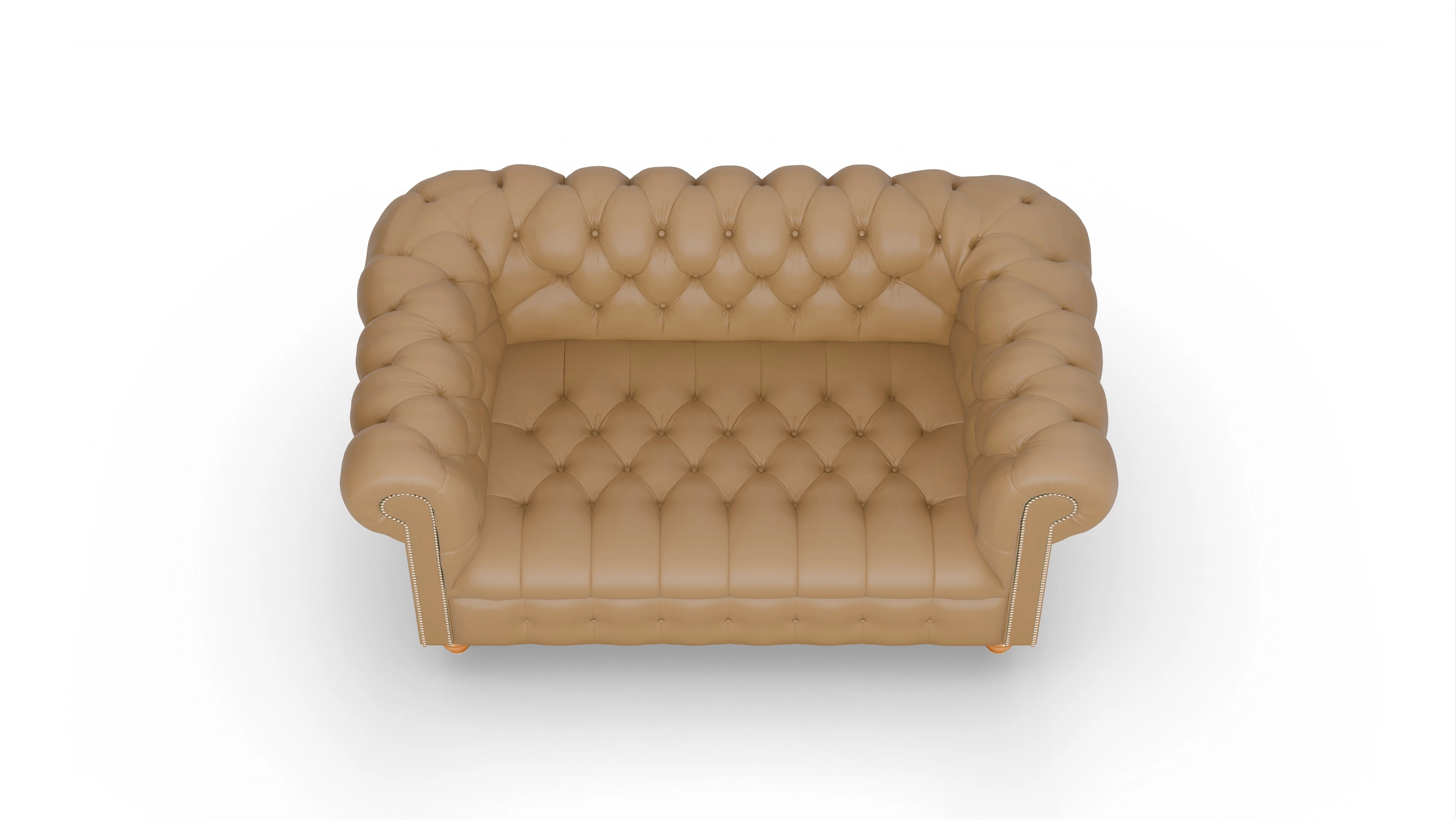 Victorian Chesterfield Sofa Liberty Ansicht des Produktes Liberty 2-Sitzer in Leder gelb