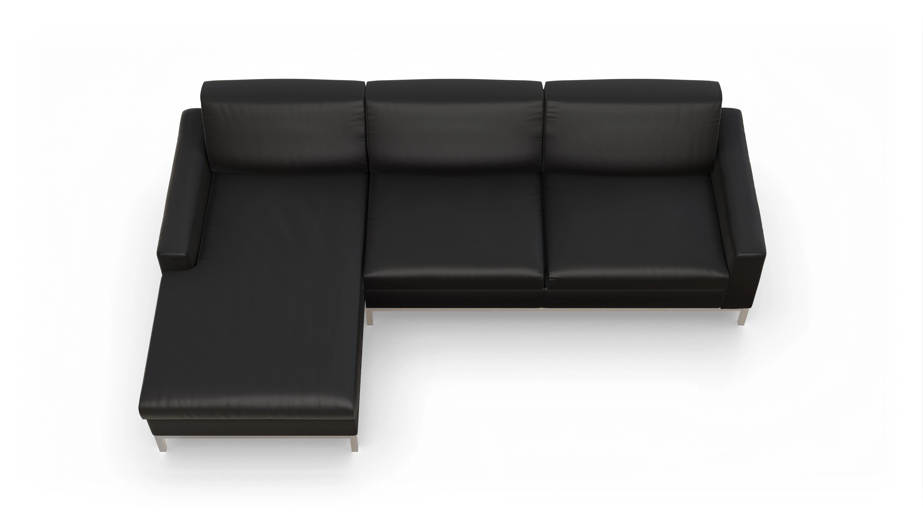 Ansicht des Produktes Paglia Sofa mit Rec links in Leder schwarz