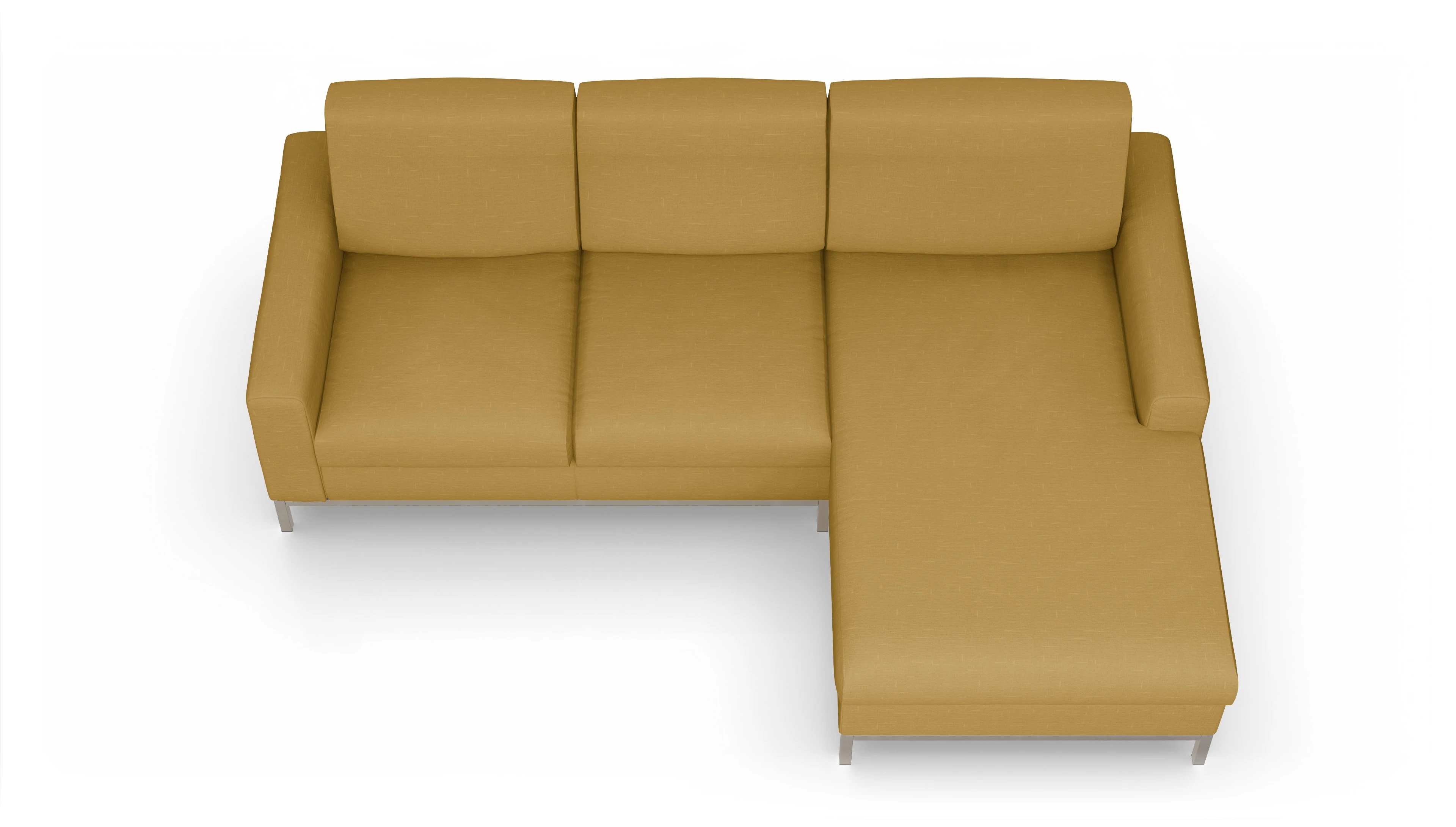 Eck-Schlafsofa Paglia in Stoff Ansicht des Produktes Paglia Sofa mit Rec rechts in Stoff gelb