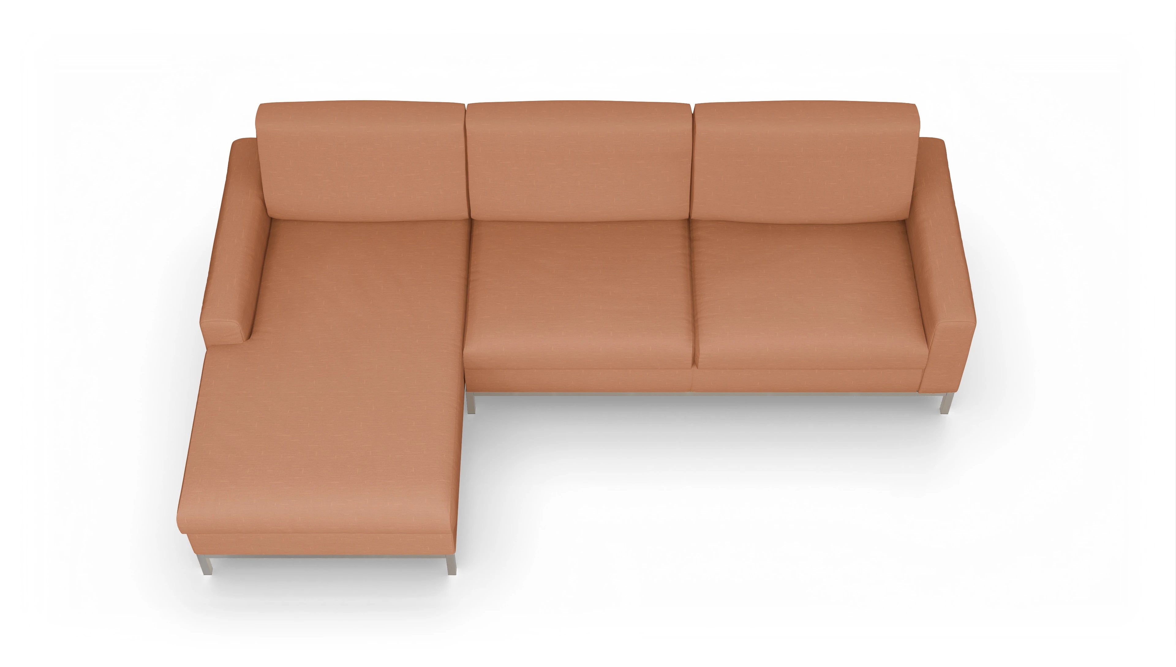Eck-Schlafsofa Paglia in Stoff Ansicht des Produktes Paglia Sofa mit Rec links in Stoff orange