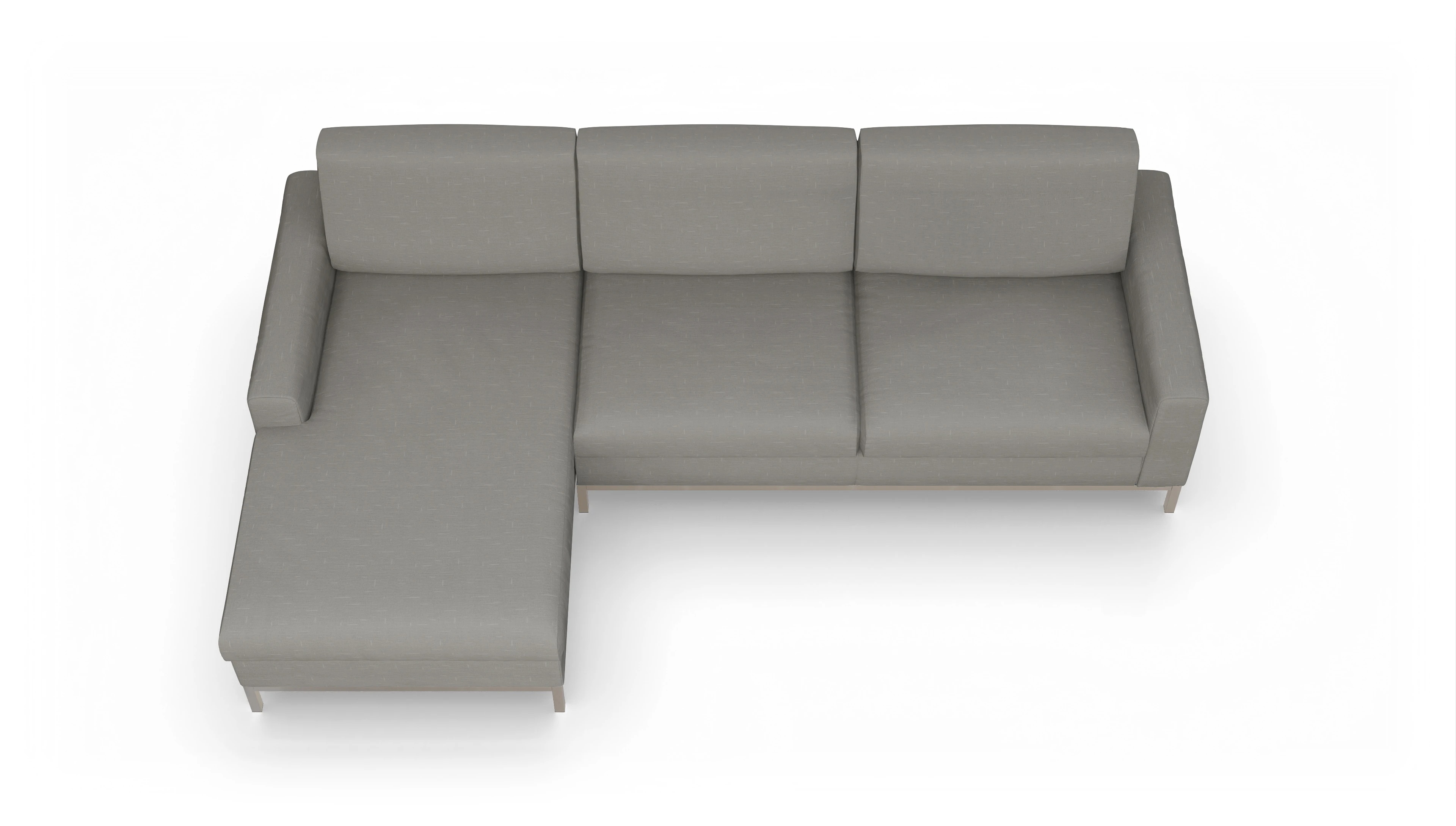 Eck-Schlafsofa Paglia in Stoff Ansicht des Produktes Paglia Sofa mit Rec links in Stoff grau