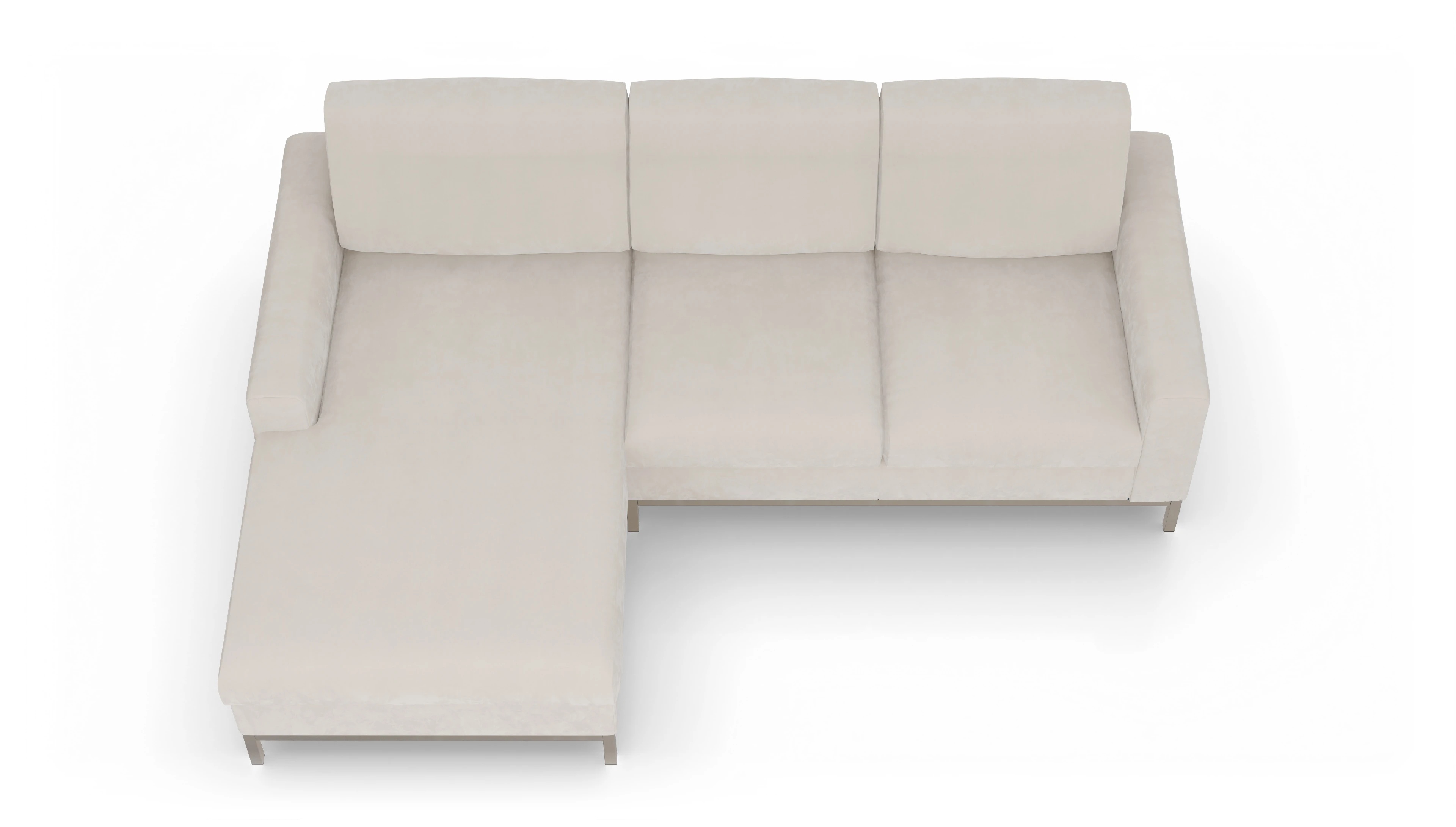 Eck-Schlafsofa Paglia in Stoff Ansicht des Produktes Paglia Sofa mit Rec links in Samt weiß