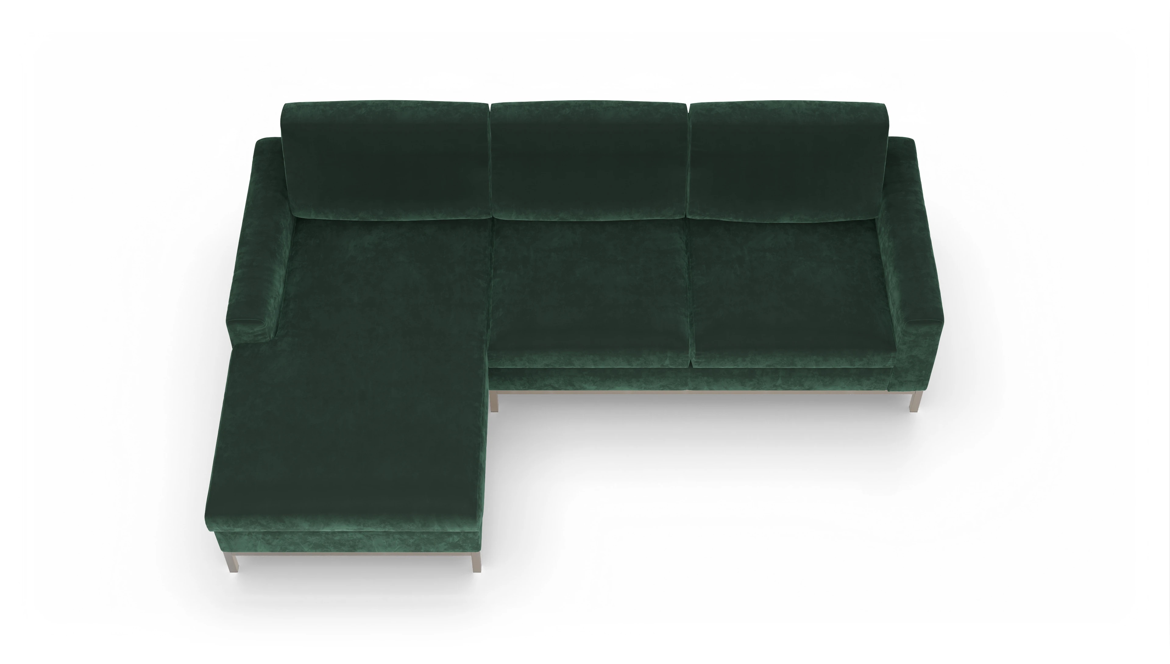 Ansicht des Produktes Paglia Sofa mit Rec links in Samt grün