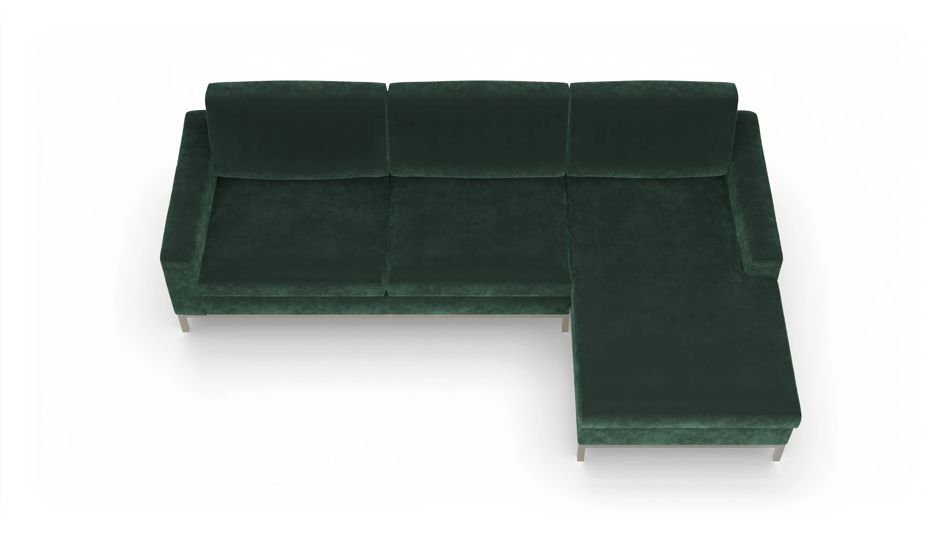 Ansicht des Produktes Paglia Sofa mit Rec rechts in Samt grün