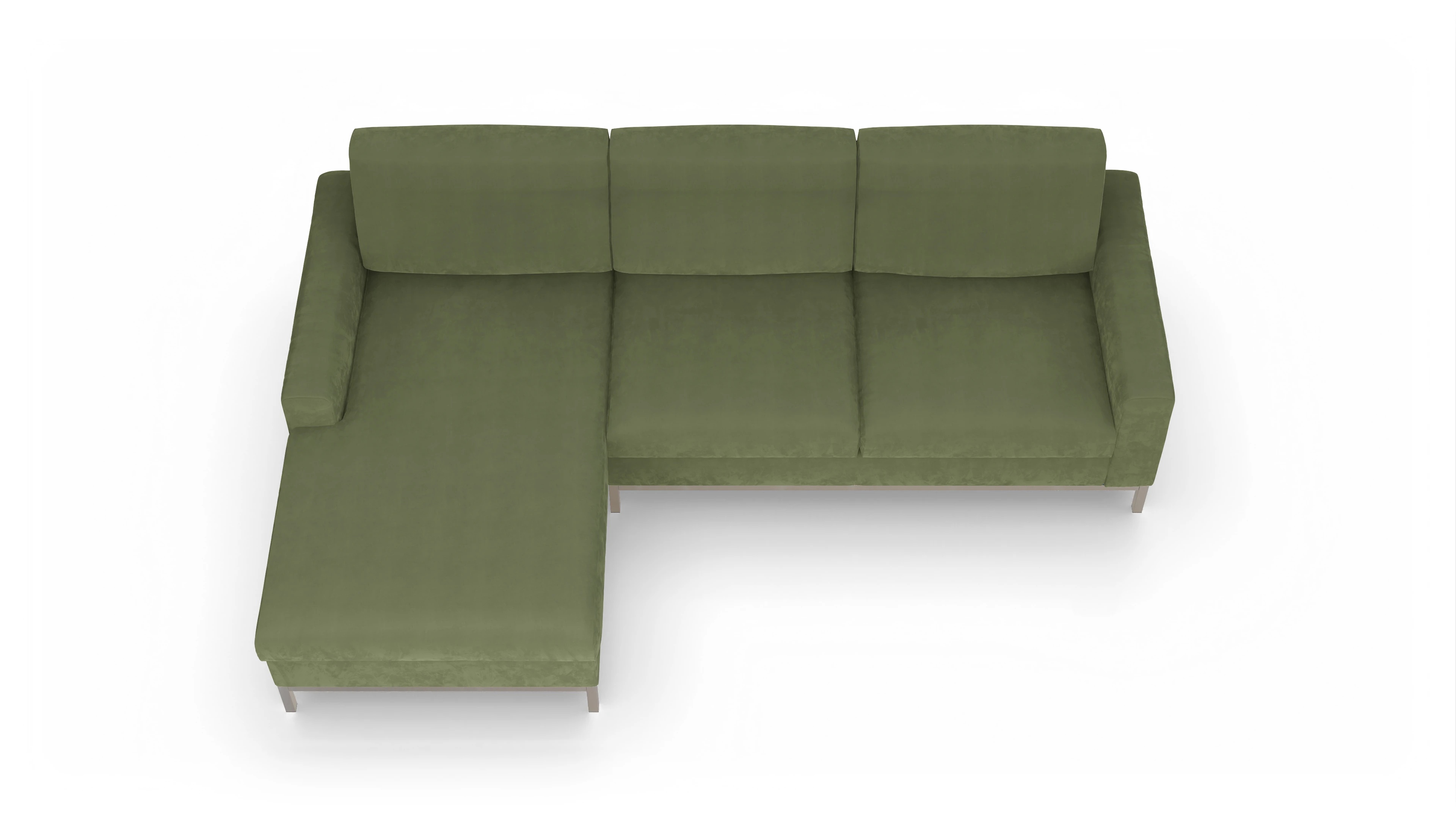 Ansicht des Produktes Paglia Sofa mit Rec links in Samt grün