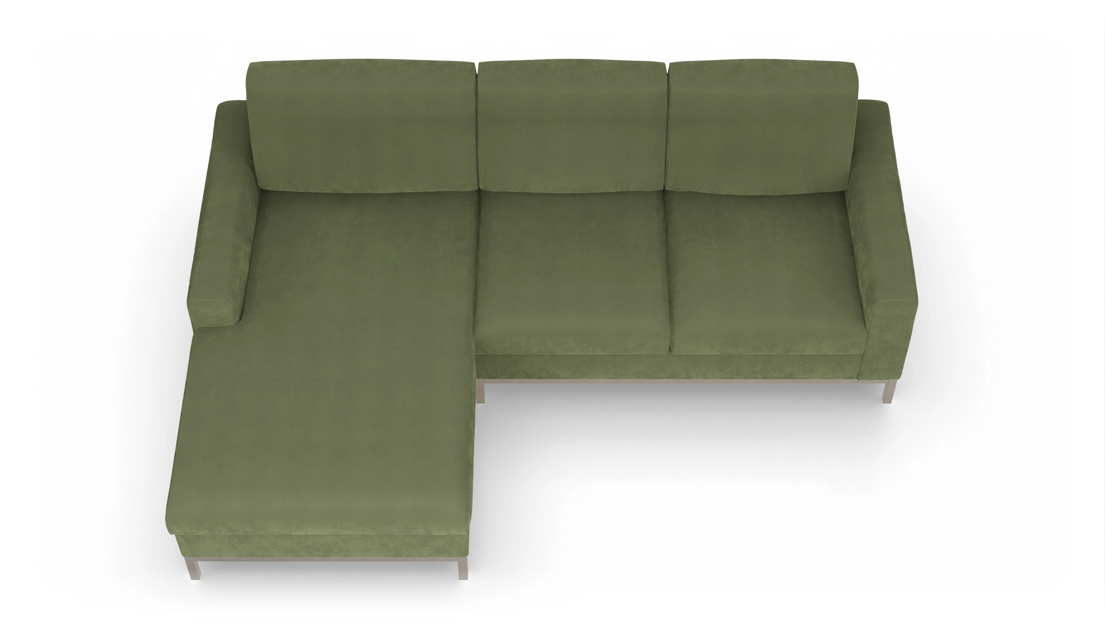 Eck-Schlafsofa Paglia in Stoff Ansicht des Produktes Paglia Sofa mit Rec links in Samt grün