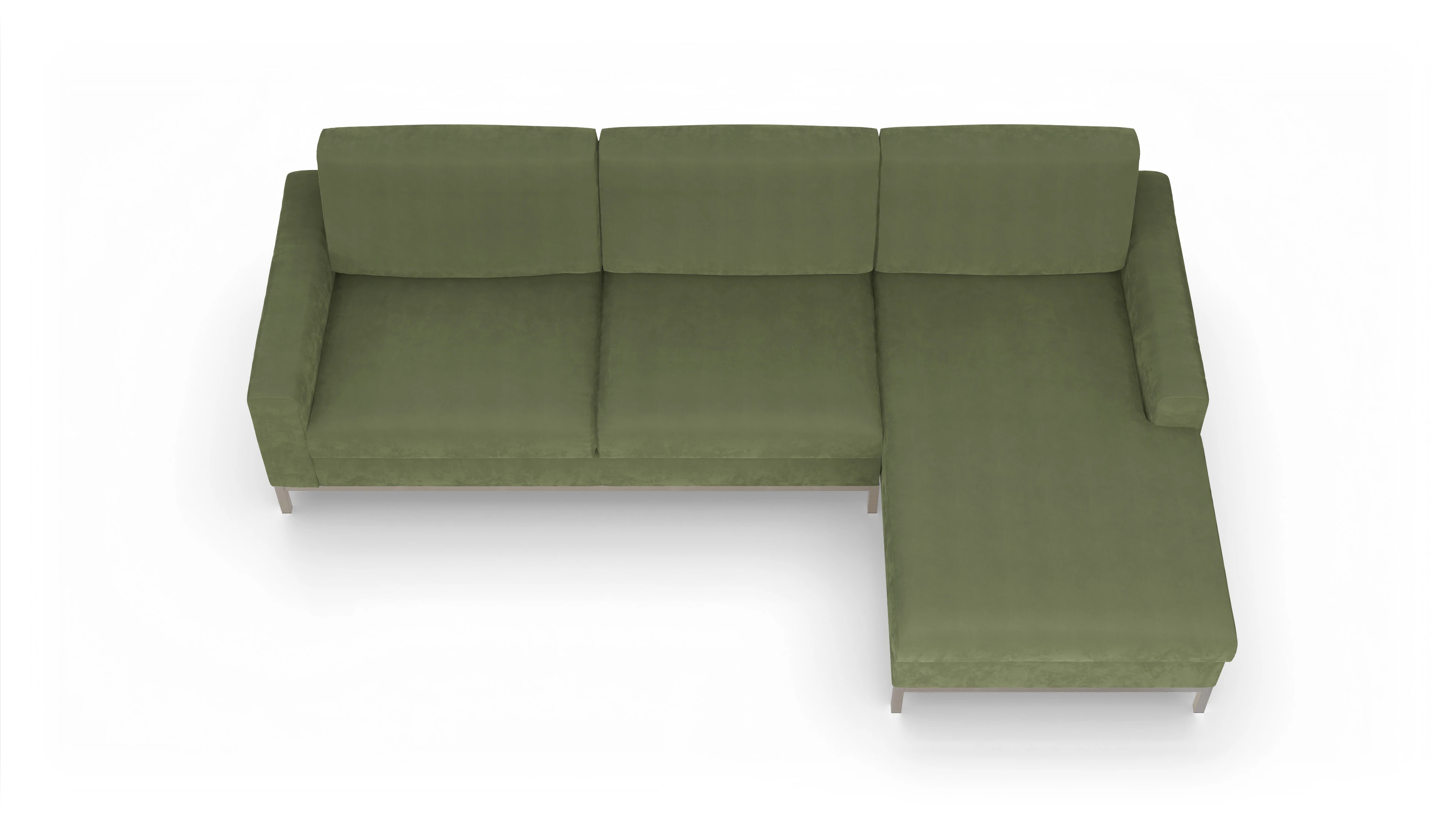 Ansicht des Produktes Paglia Sofa mit Rec rechts in Samt grün