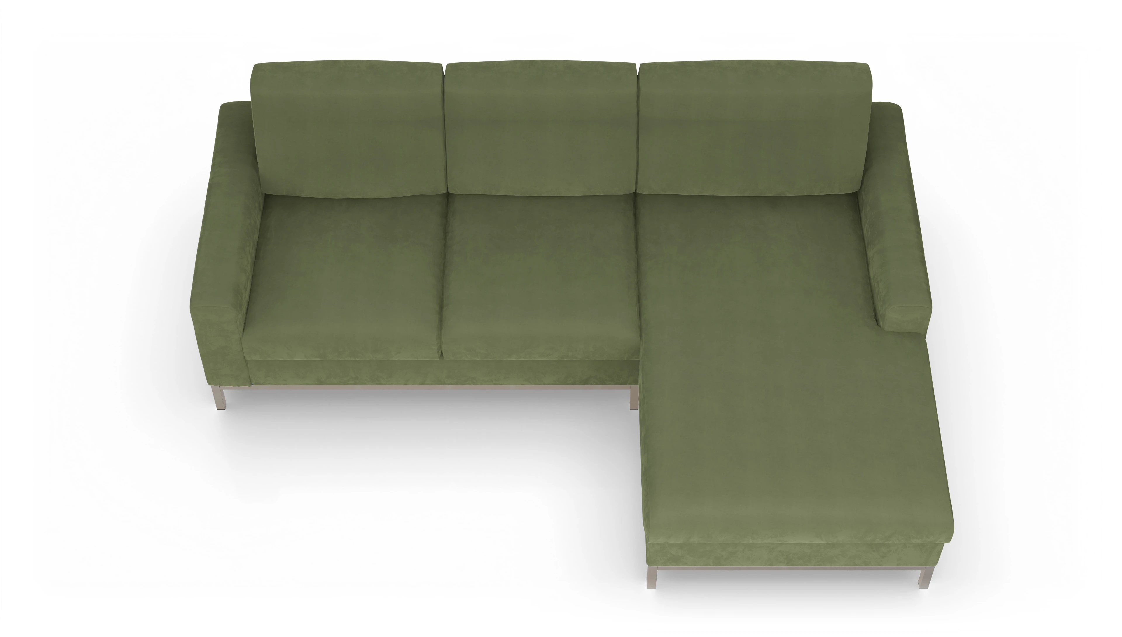 Eck-Schlafsofa Paglia in Stoff Ansicht des Produktes Paglia Sofa mit Rec rechts in Samt grün