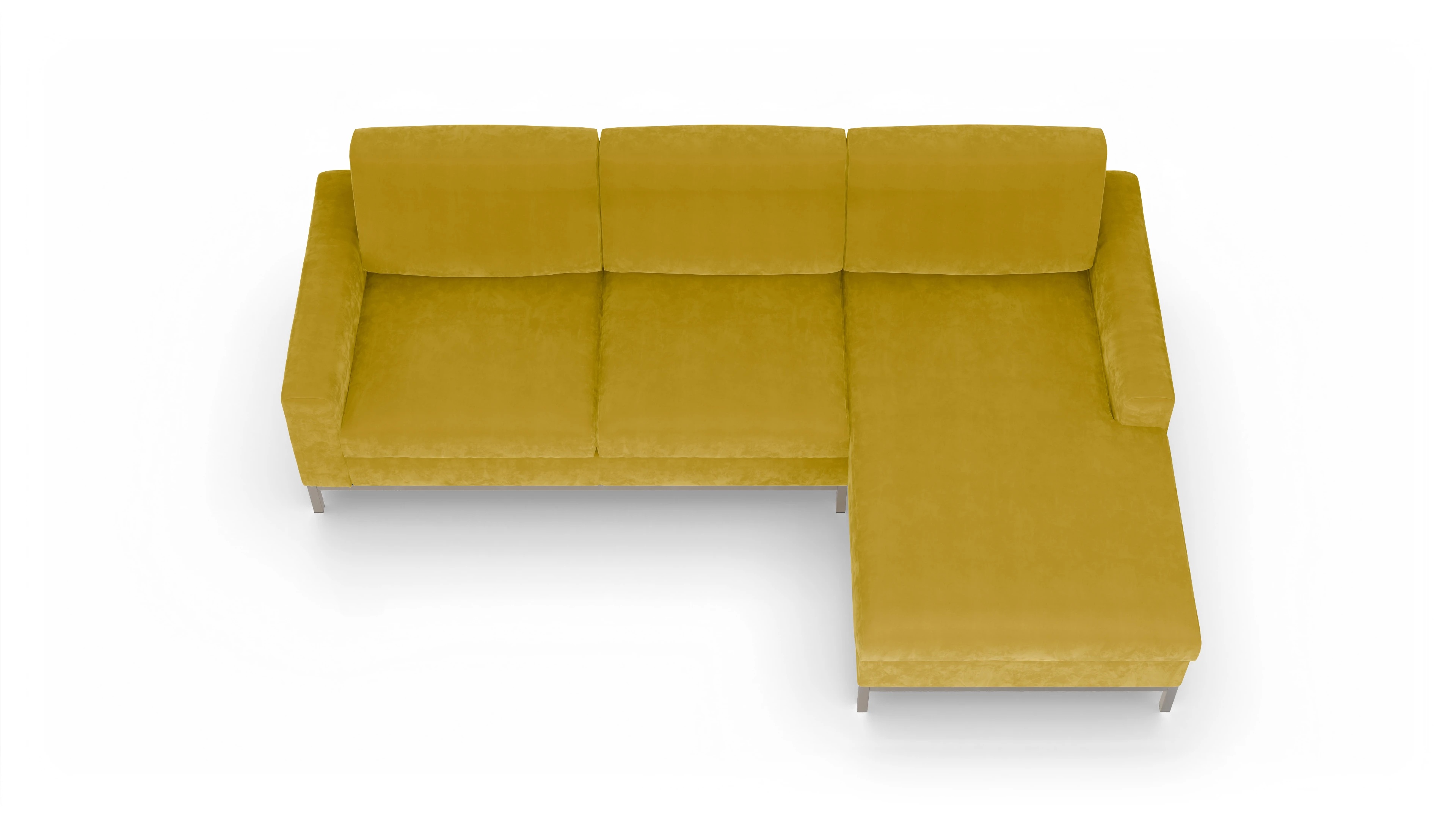 Ansicht des Produktes Paglia Sofa mit Rec rechts in Samt gelb