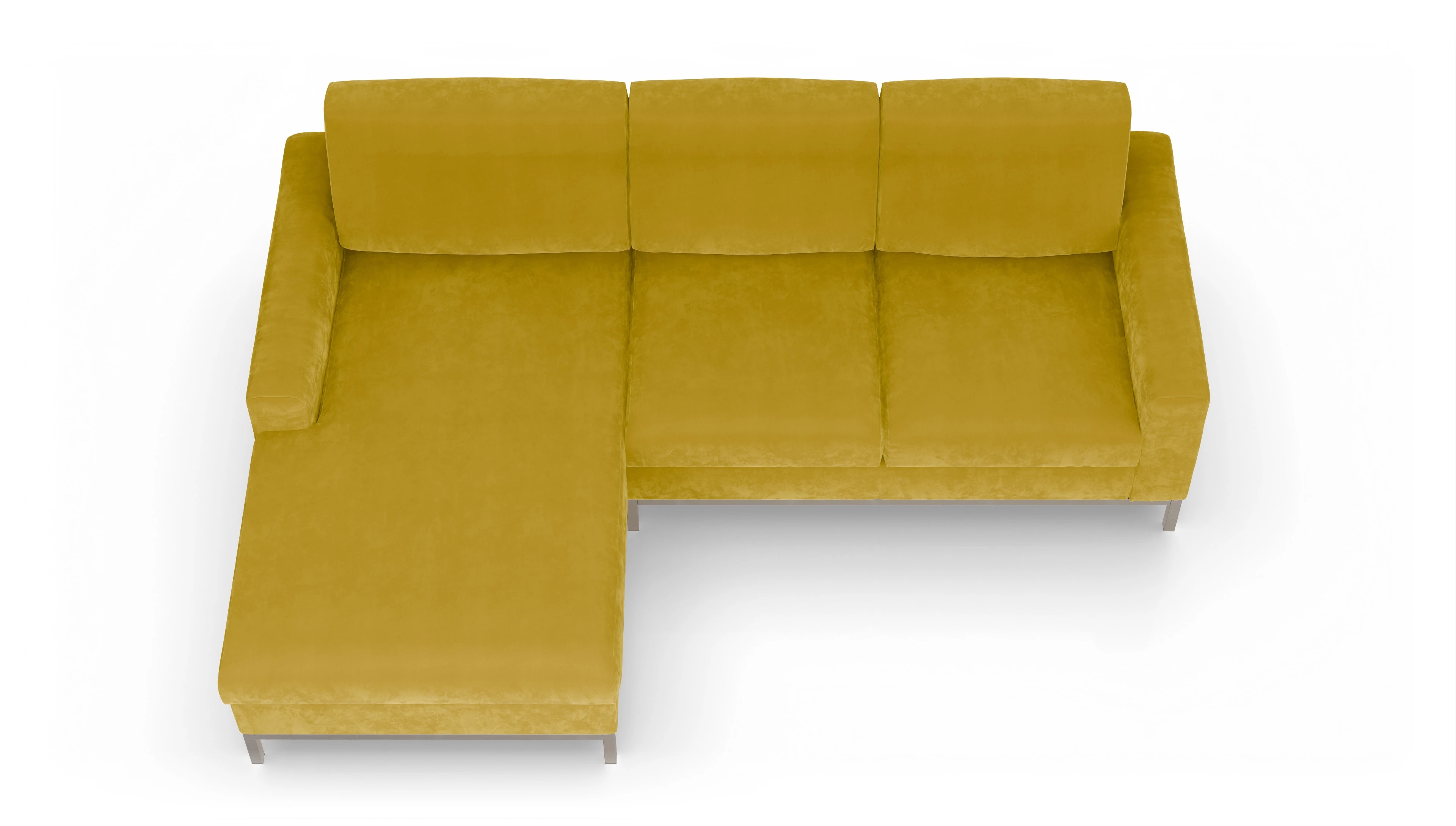 Ansicht des Produktes Paglia Sofa mit Rec links in Samt gelb