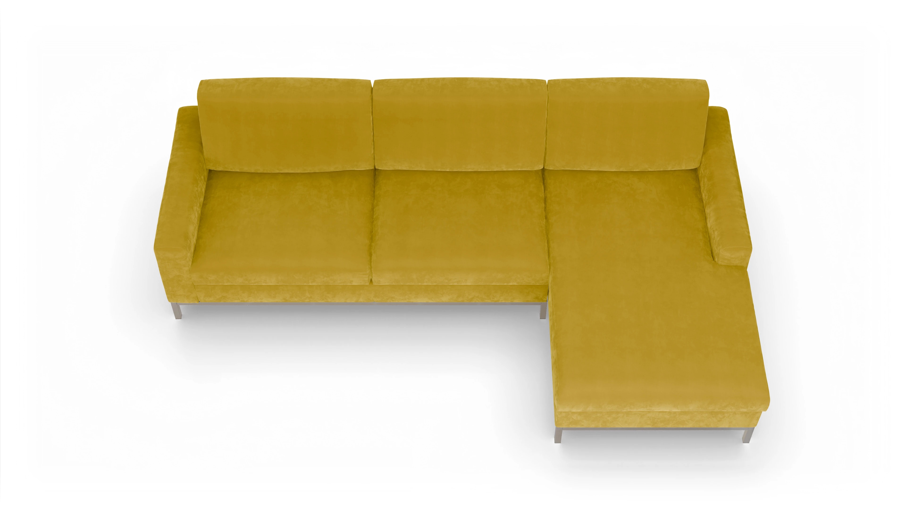 Eck-Schlafsofa Paglia in Stoff Ansicht des Produktes Paglia Sofa mit Rec rechts in Samt gelb