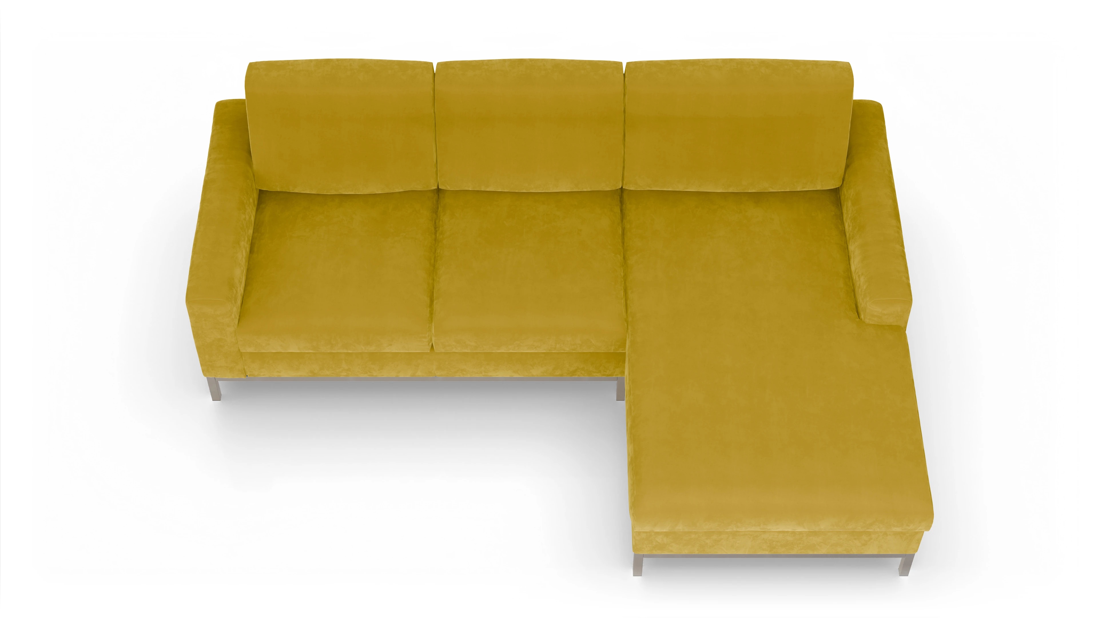 Eck-Schlafsofa Paglia in Stoff Ansicht des Produktes Paglia Sofa mit Rec rechts in Samt gelb